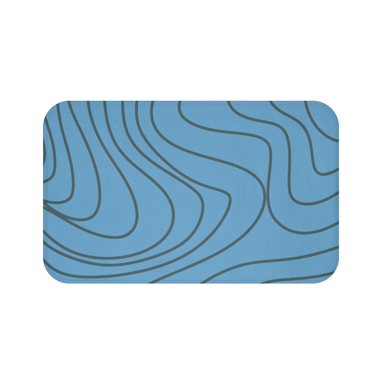Abstract Wave Bath Mat – Azure Blue  | Contemporary Bath Decor