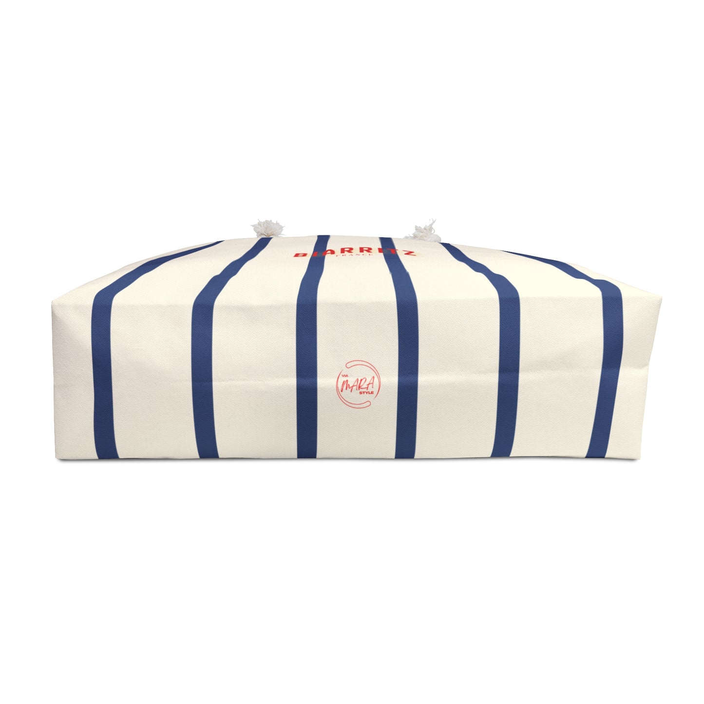 Biarritz Striped Weekender Beach Bag, BLUE — Chic French Travel Tote