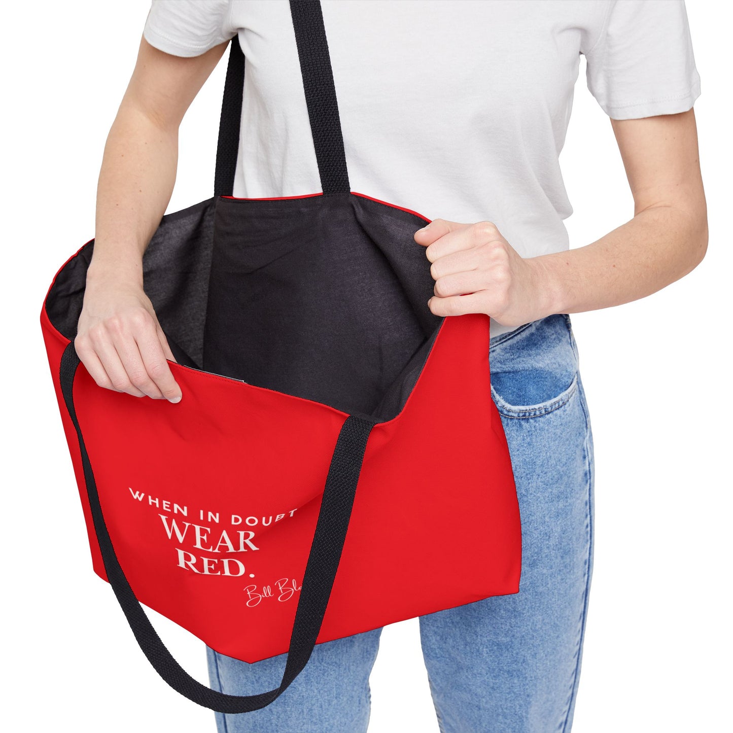 Red Overnight Carryall,  Bill Blass Quote