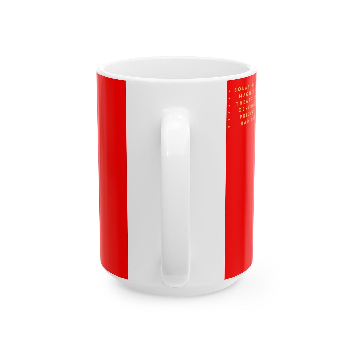 White mug with red stripes on a white background