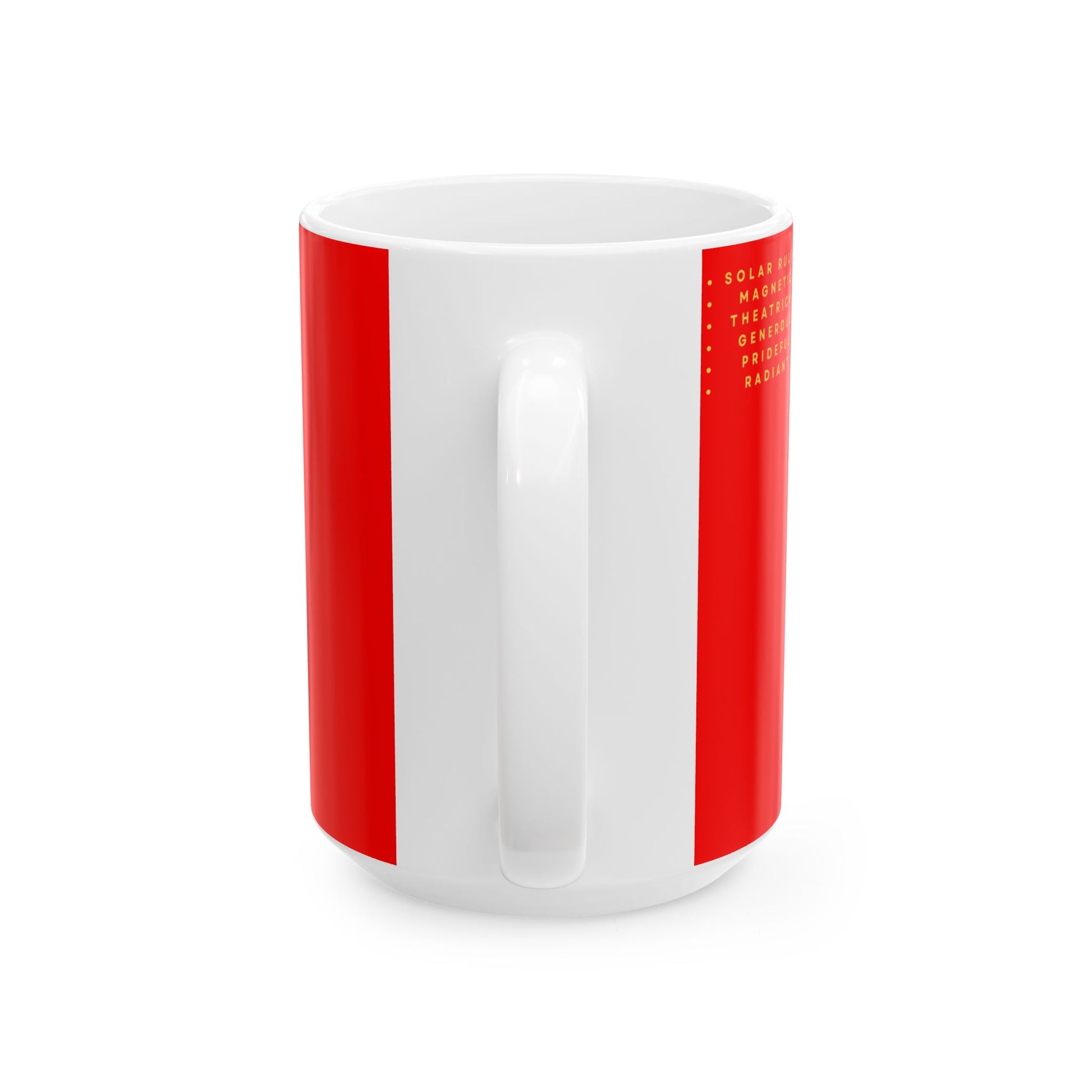 White mug with red stripes on a white background