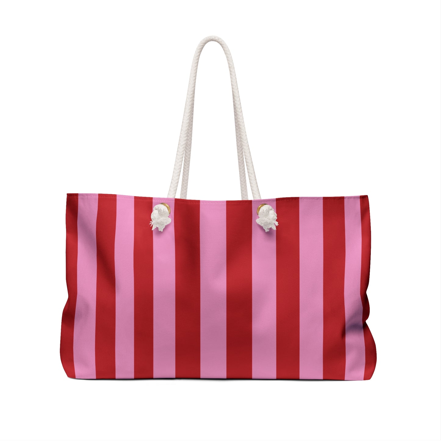 J'adore Santa Barbara Striped Weekender Bag — Pink & Red Beach Tote