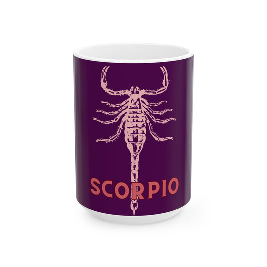 Mug with Scorpio design on a purple background
