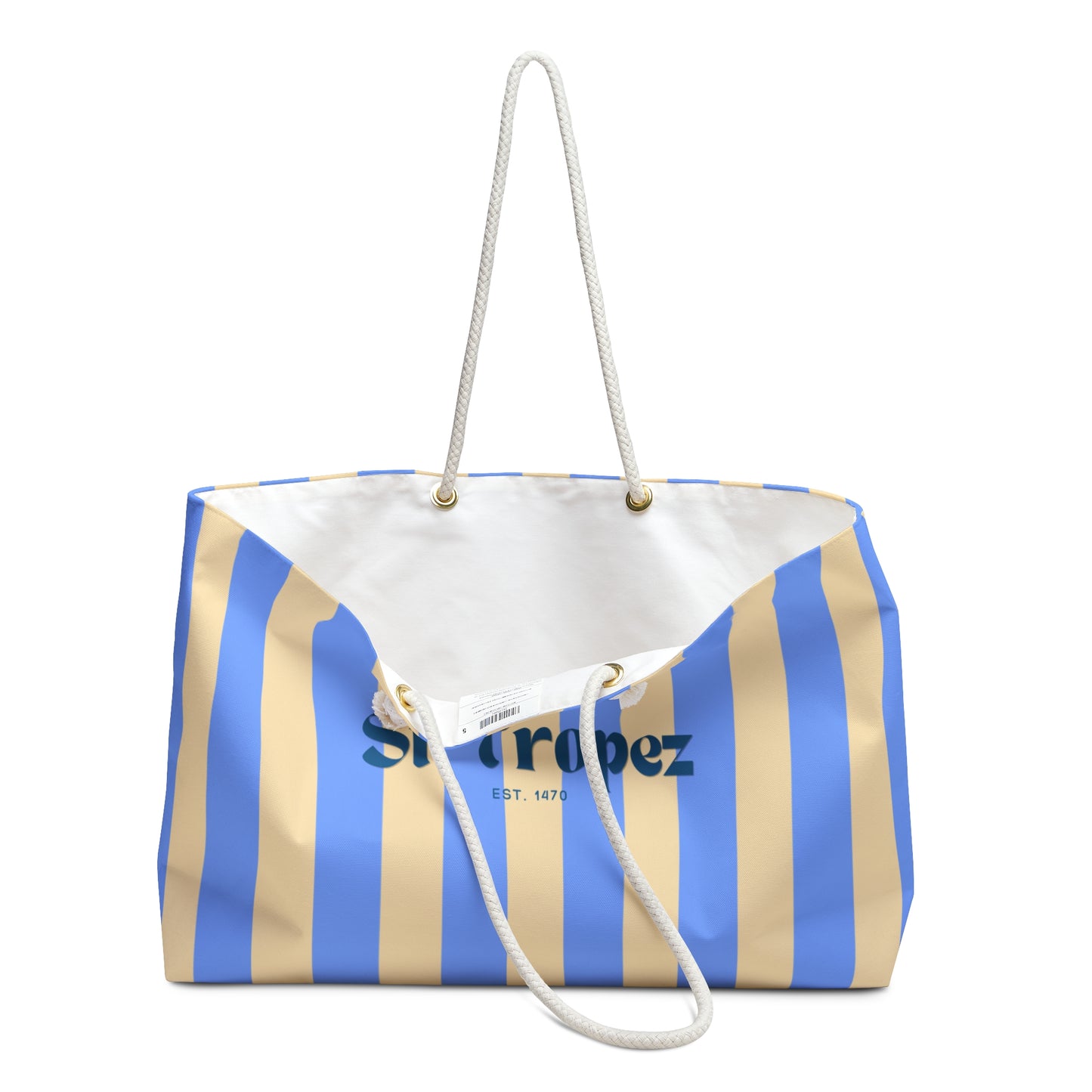 Striped bag with 'Shardbez' branding on a white background