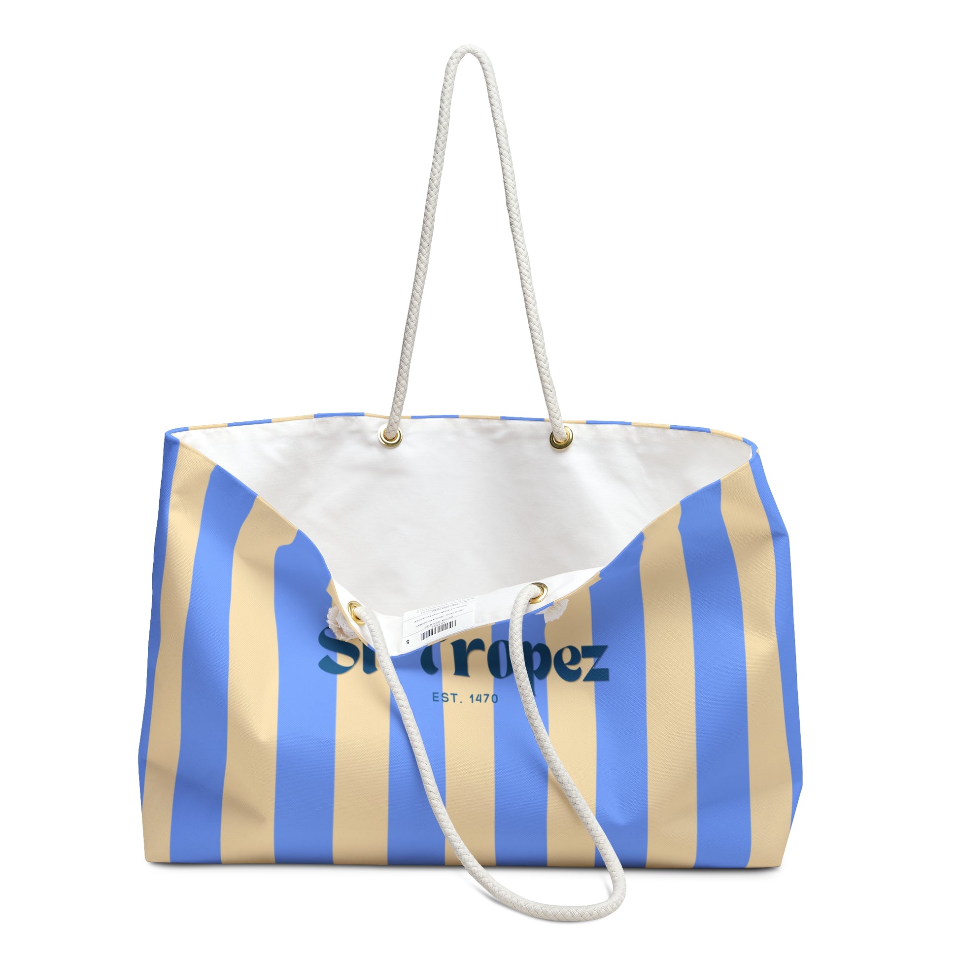 Striped bag with 'Shardbez' branding on a white background
