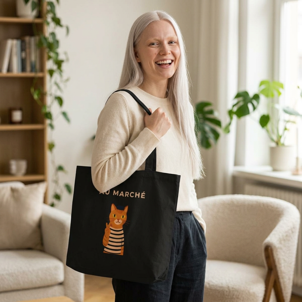 Large Eco Tote — Au Marché Cat Market Tote