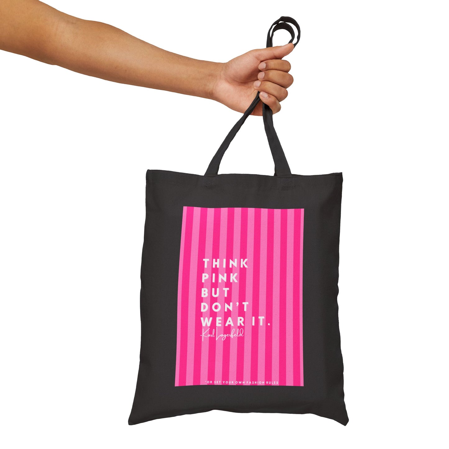 Fashionista Karl Lagerfeld Canvas Tote Bag, Hot Pink Theme