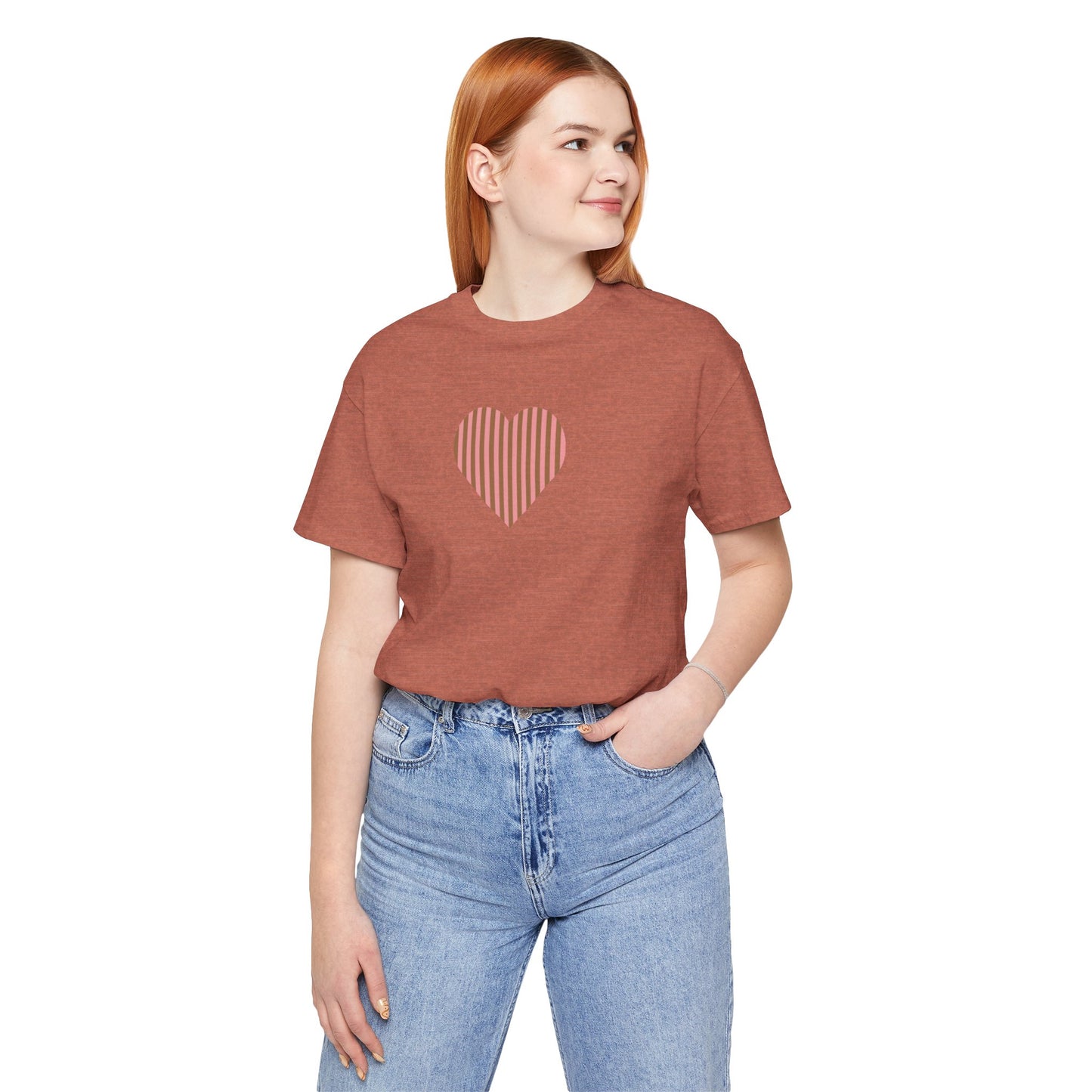 Pink/Brown Heart Ladies Tee | Preppy Basics