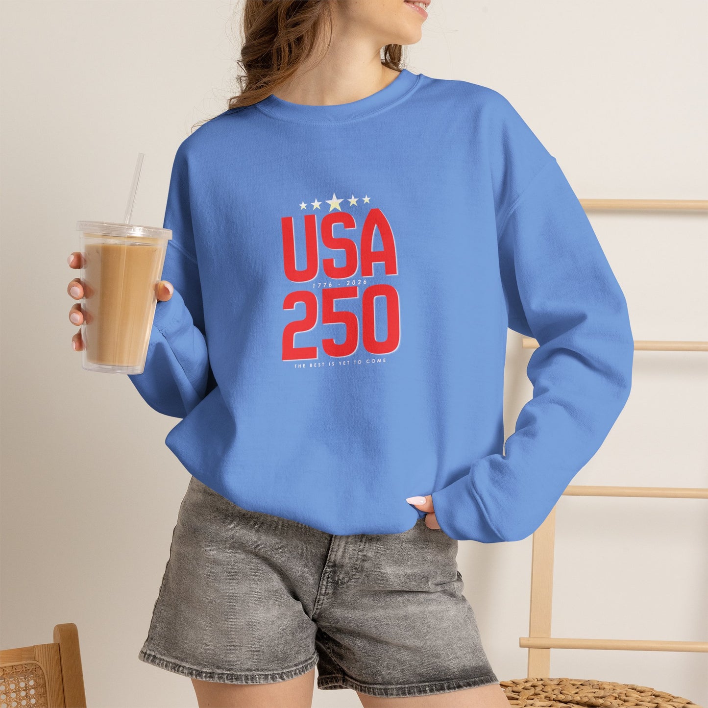 USA 250 Crewneck Sweatshirt — Patriotic 250th Anniversary Pullover