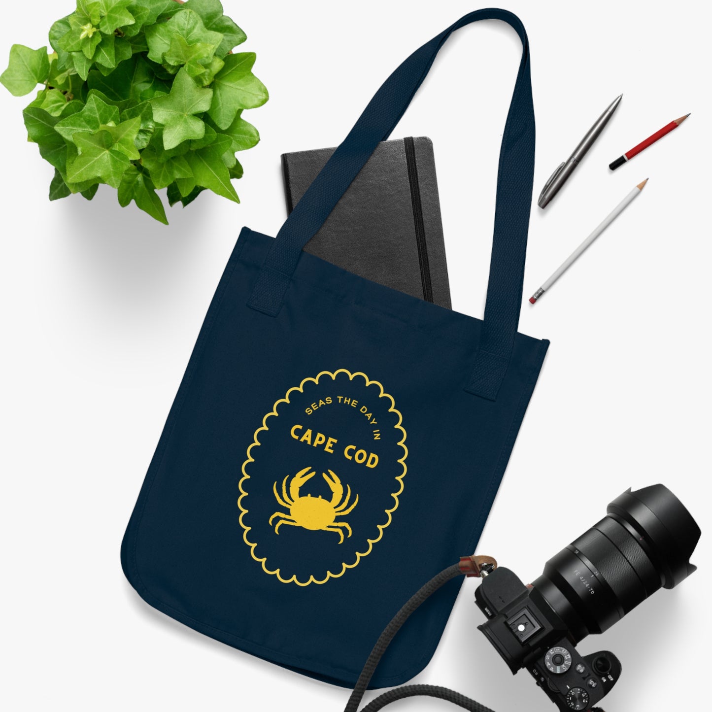 Cape Cod Crab Organic Canvas Tote Bag – Beachy Reusable Shopping Bag