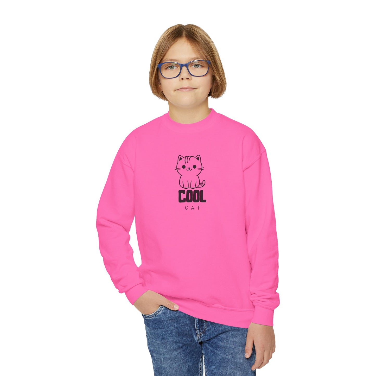 Cool Cat Teen  Crewneck Sweatshirt | Halloween Shirt