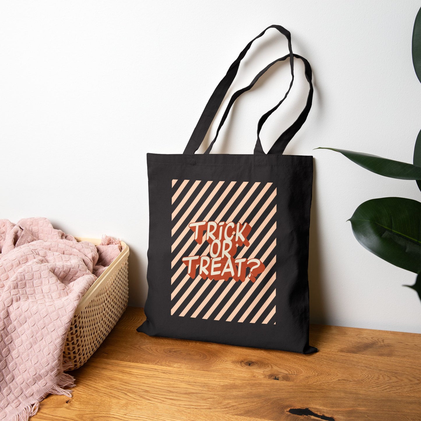 Trick Or Treat? Halloween Stripe Cotton Tote Bag