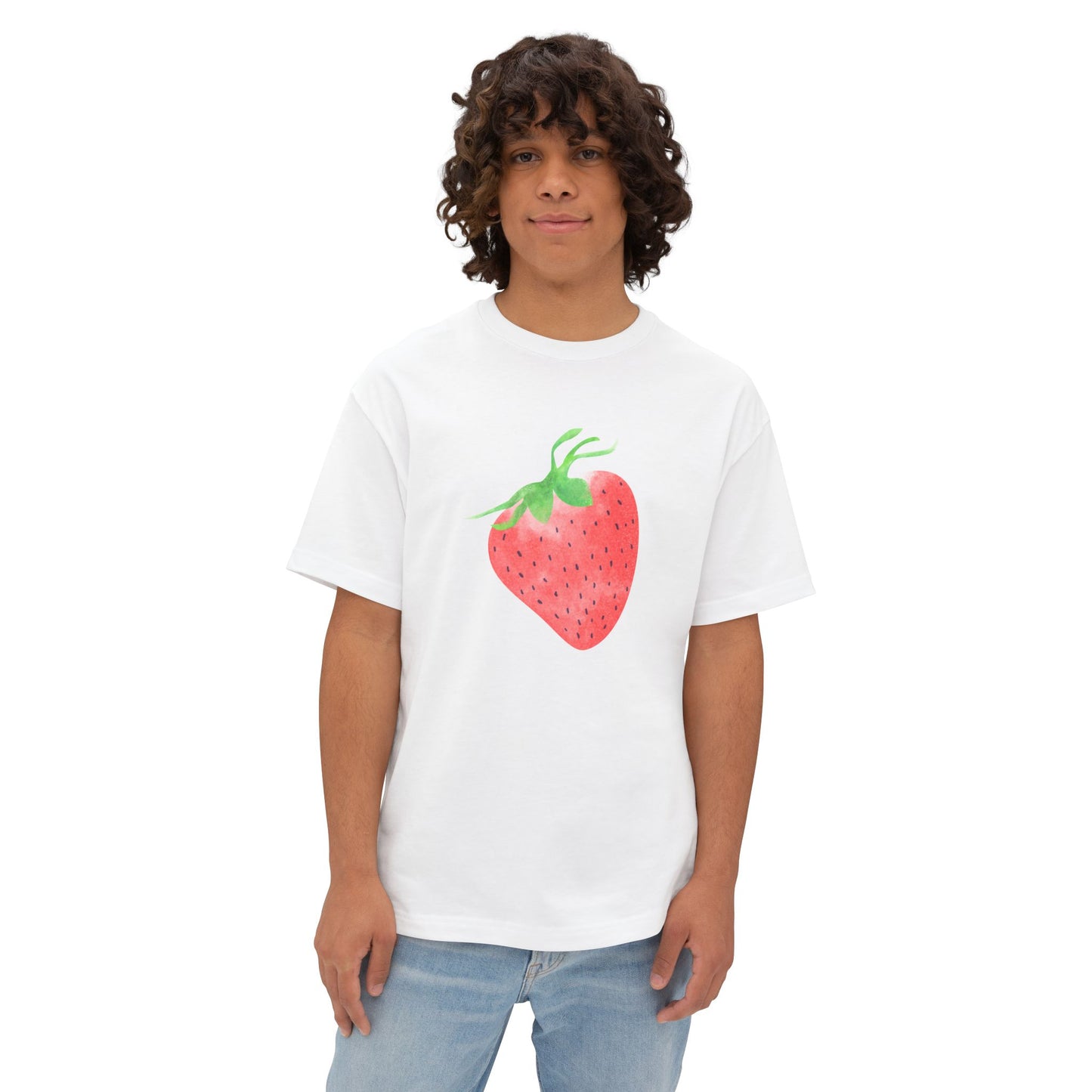Cute Strawberry Graphic Tee -  Boxy Oversized T-Shirt