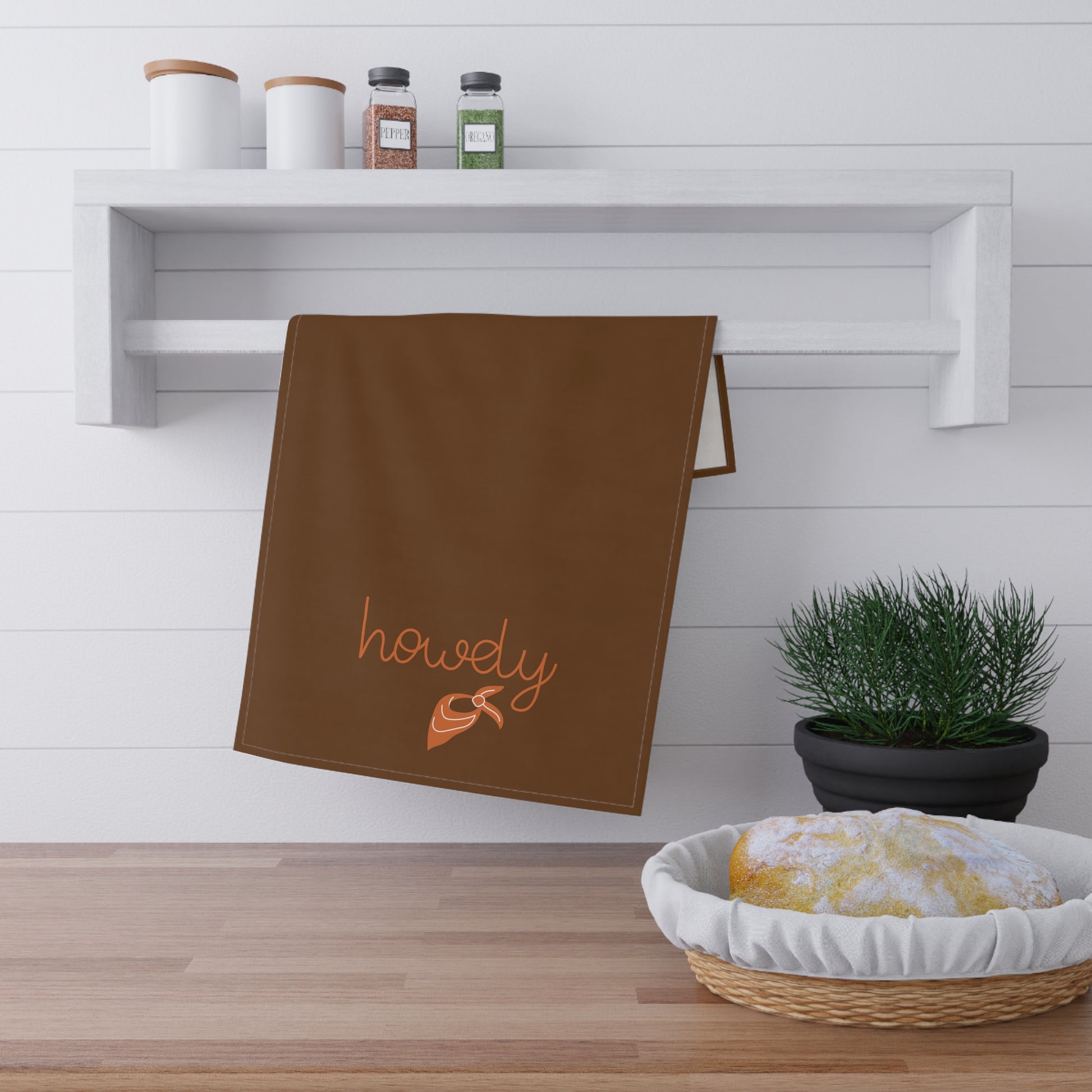 Cowgirl Theme Kitchen Towel - Brown