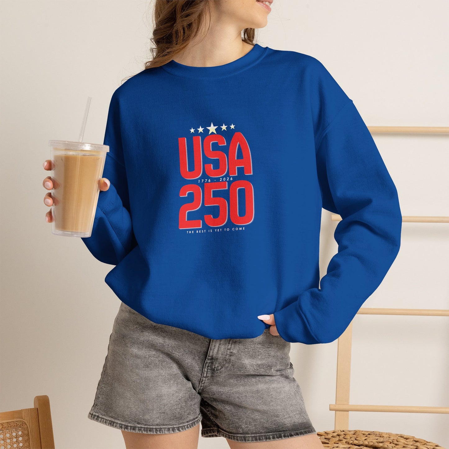 USA 250 Crewneck Sweatshirt — Patriotic 250th Anniversary Pullover