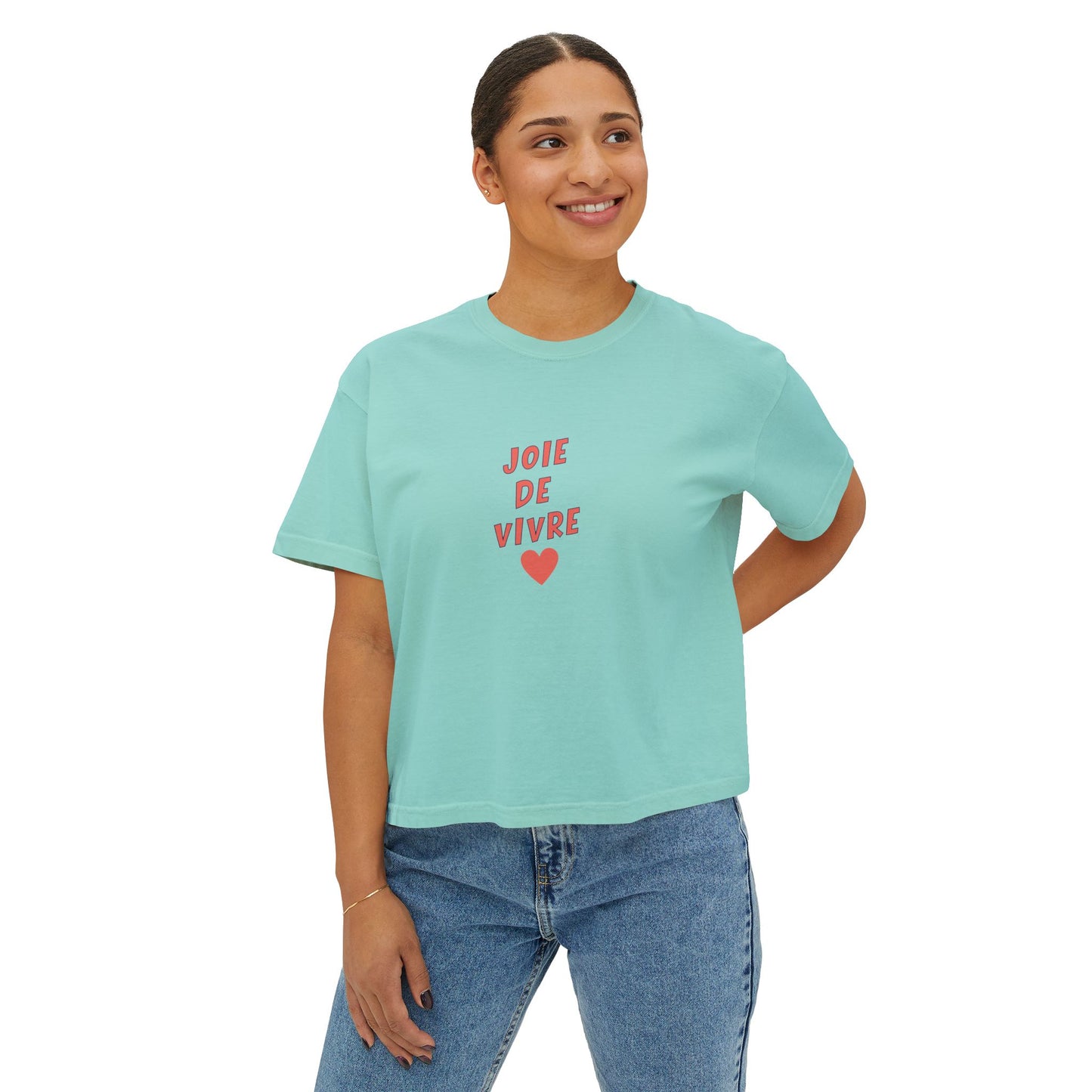 Joie de Vivre Boxy Cropped Tee, AQUA
