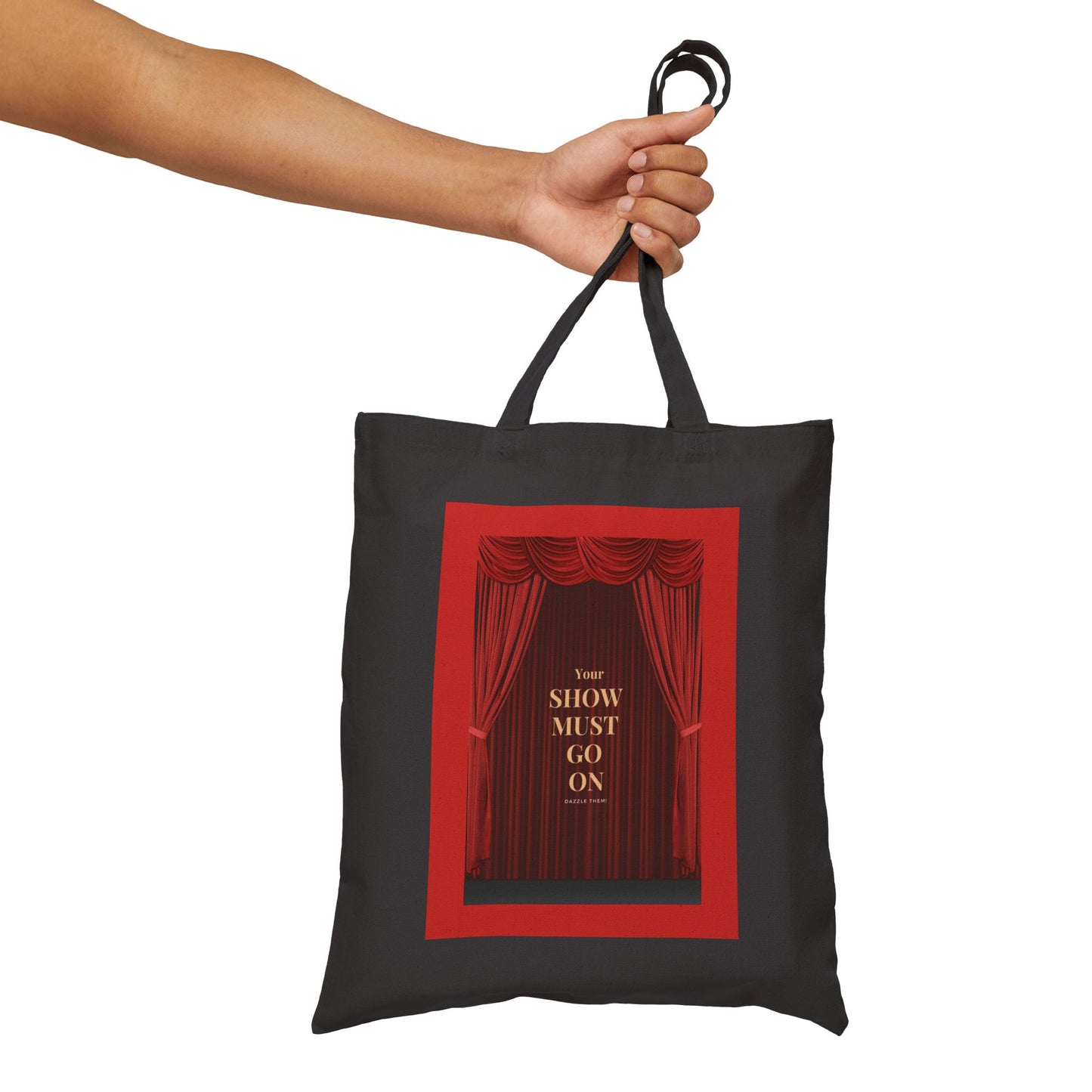 Velvety Red Inspirational Tote - "Your Show Must Go On"