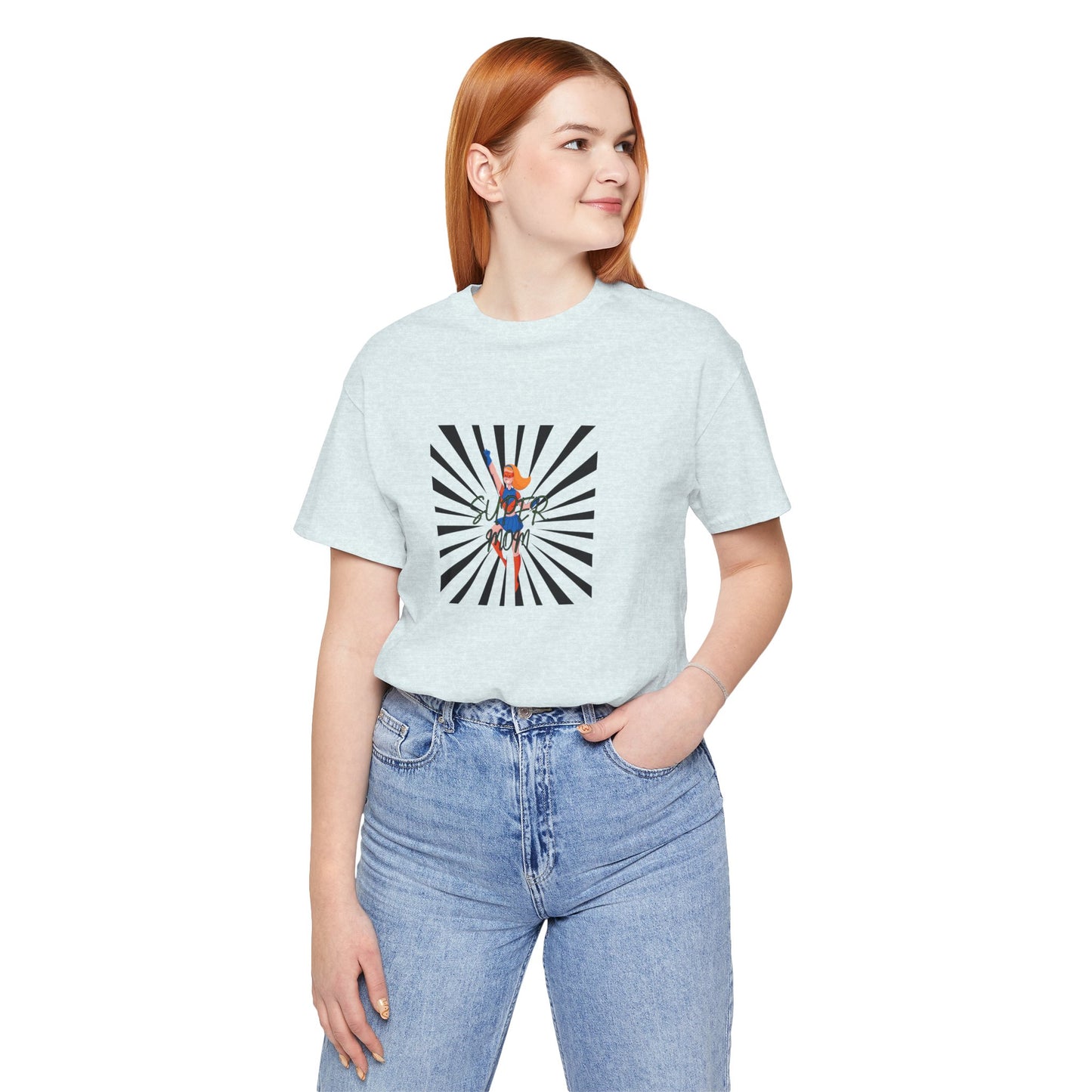 Super Mom Hero T-shirt, light blue