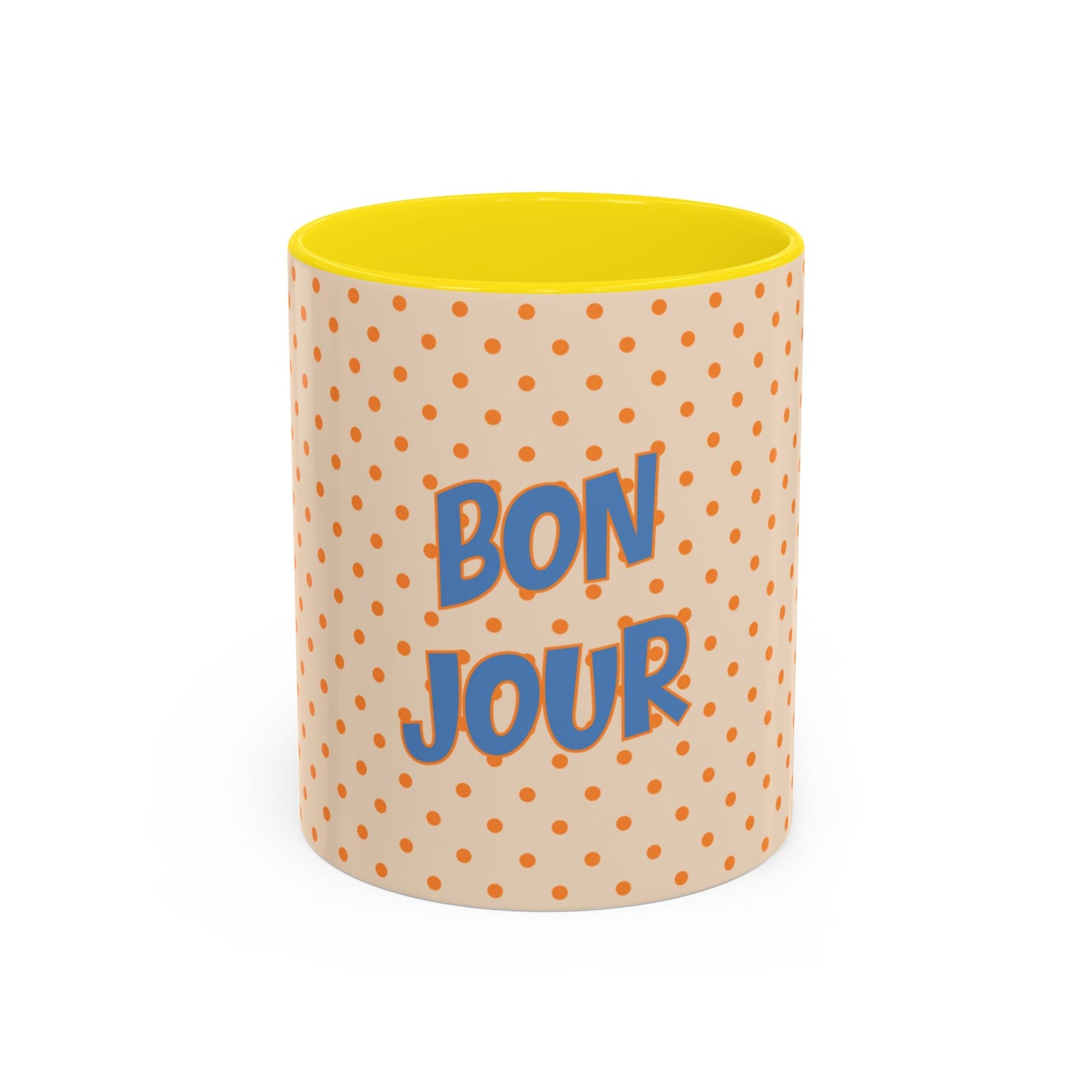 Bonjour Polka Dot Coffee Mug — Personalized Accent