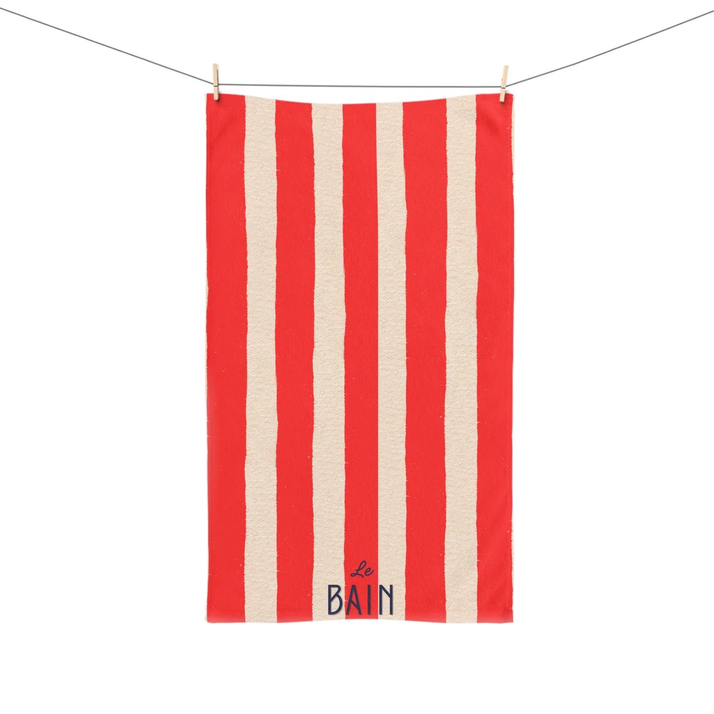 Red Stripped Hand Towel - Le Bain 