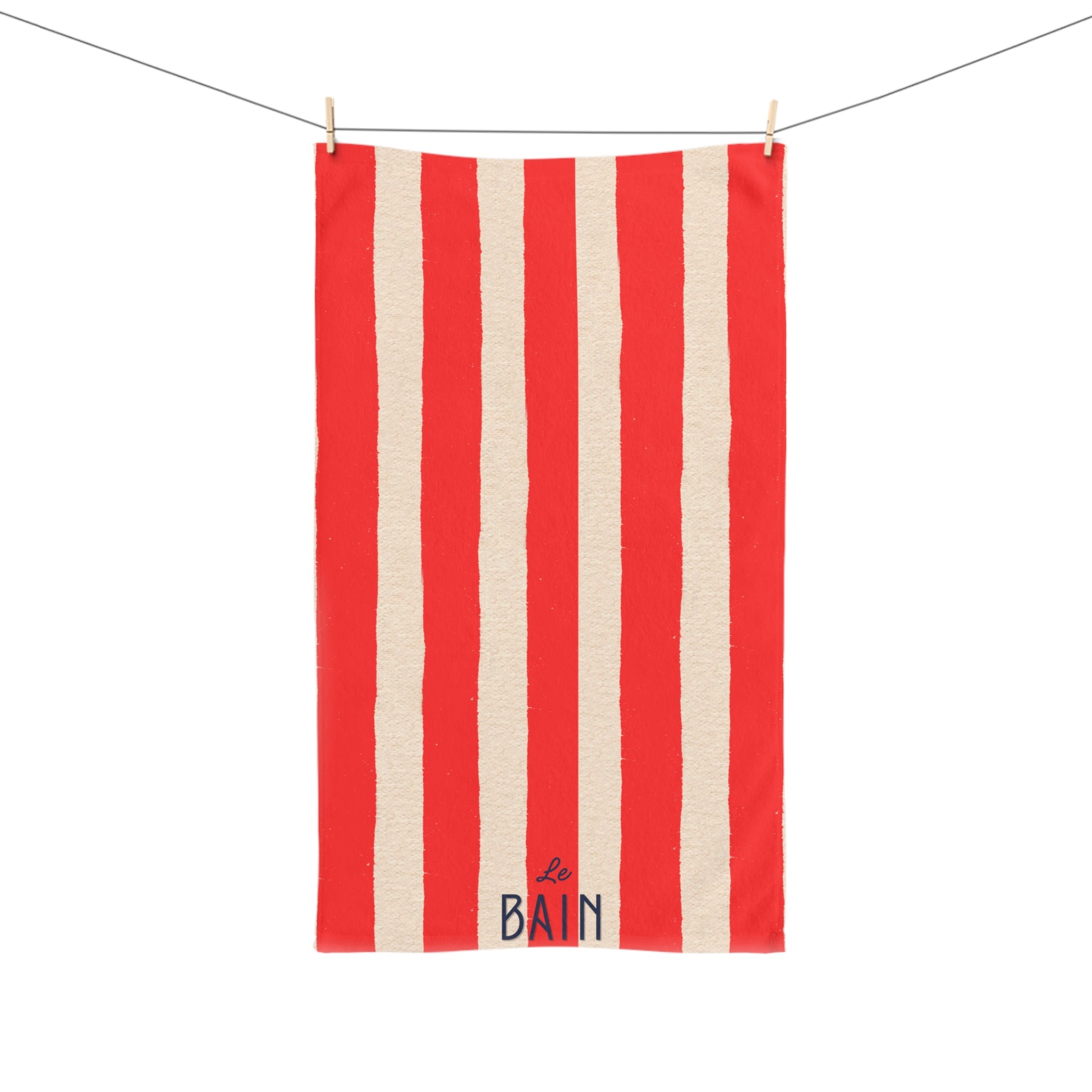 Red Stripped Hand Towel - Le Bain 