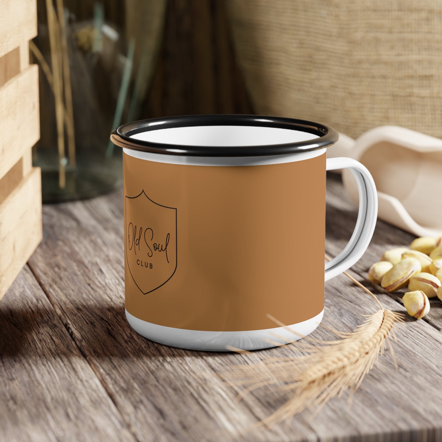 Old Soul Club Camping Mug, Light Brown