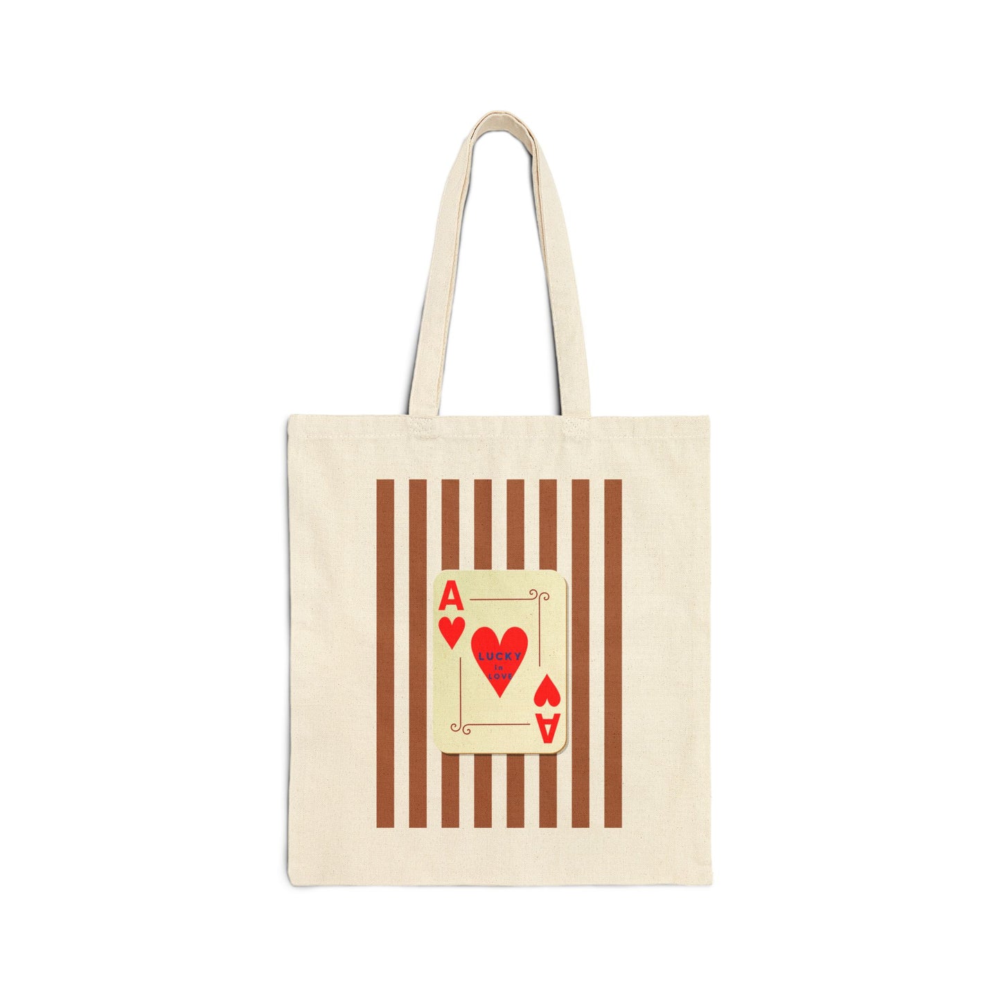 Ace of Hearts Cotton Canvas Tote Bag, Lucky in Love