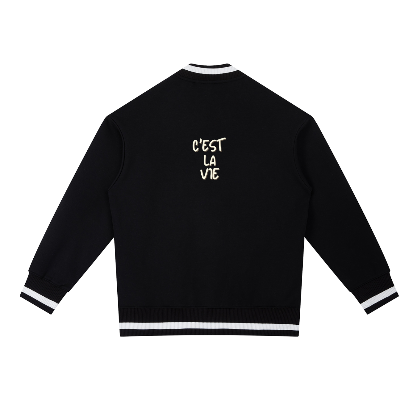 C'est la Vie Contrast Piping Bomber Jacket, Black