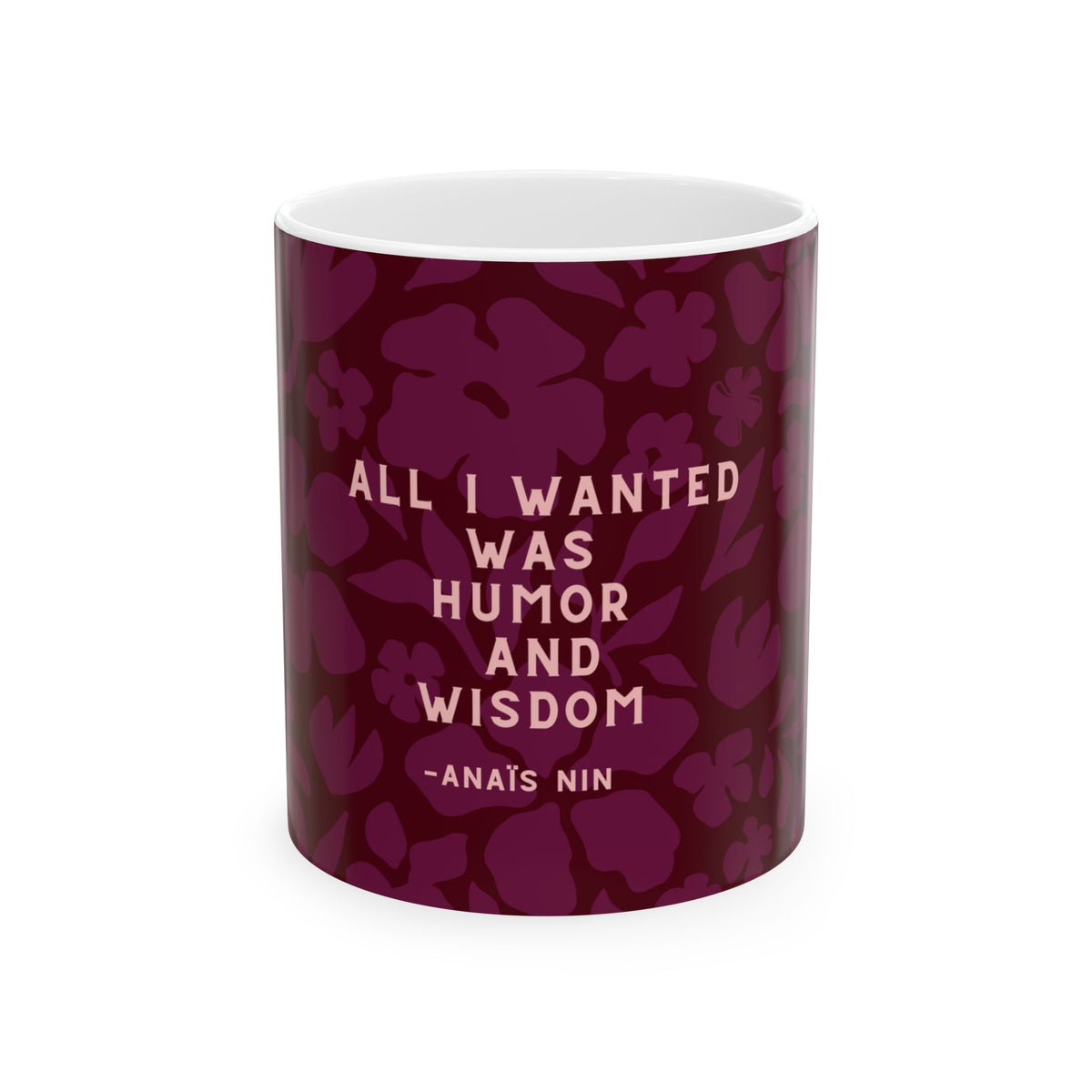 Anais Nin Quote Floral Mug, Crimson