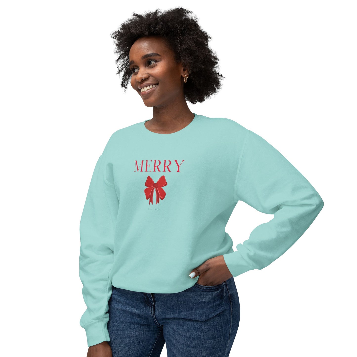 Merry Christmas Bow Ladies Sweatshirt, Luxe