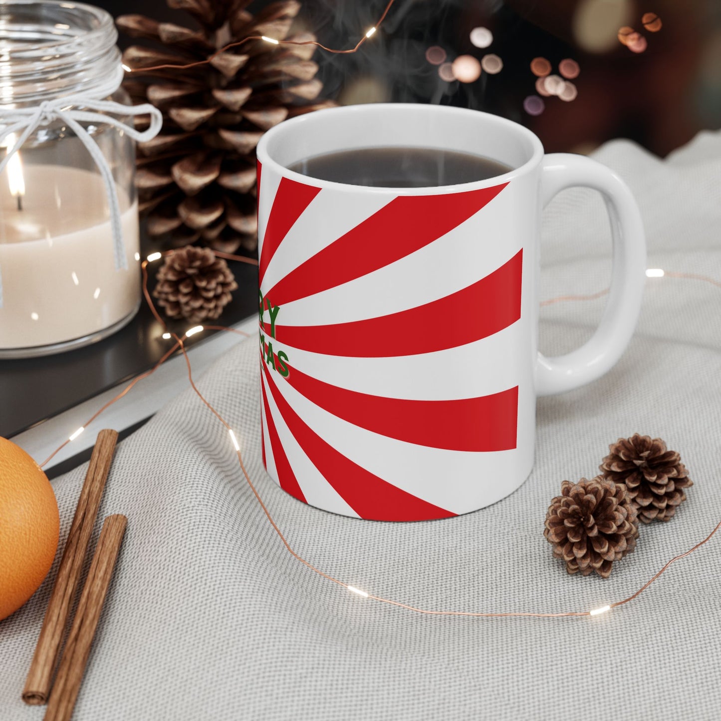 Christmas Peppermint Mug — 'Merry Christmas' Holiday Coffee Cup (11oz & 15oz)