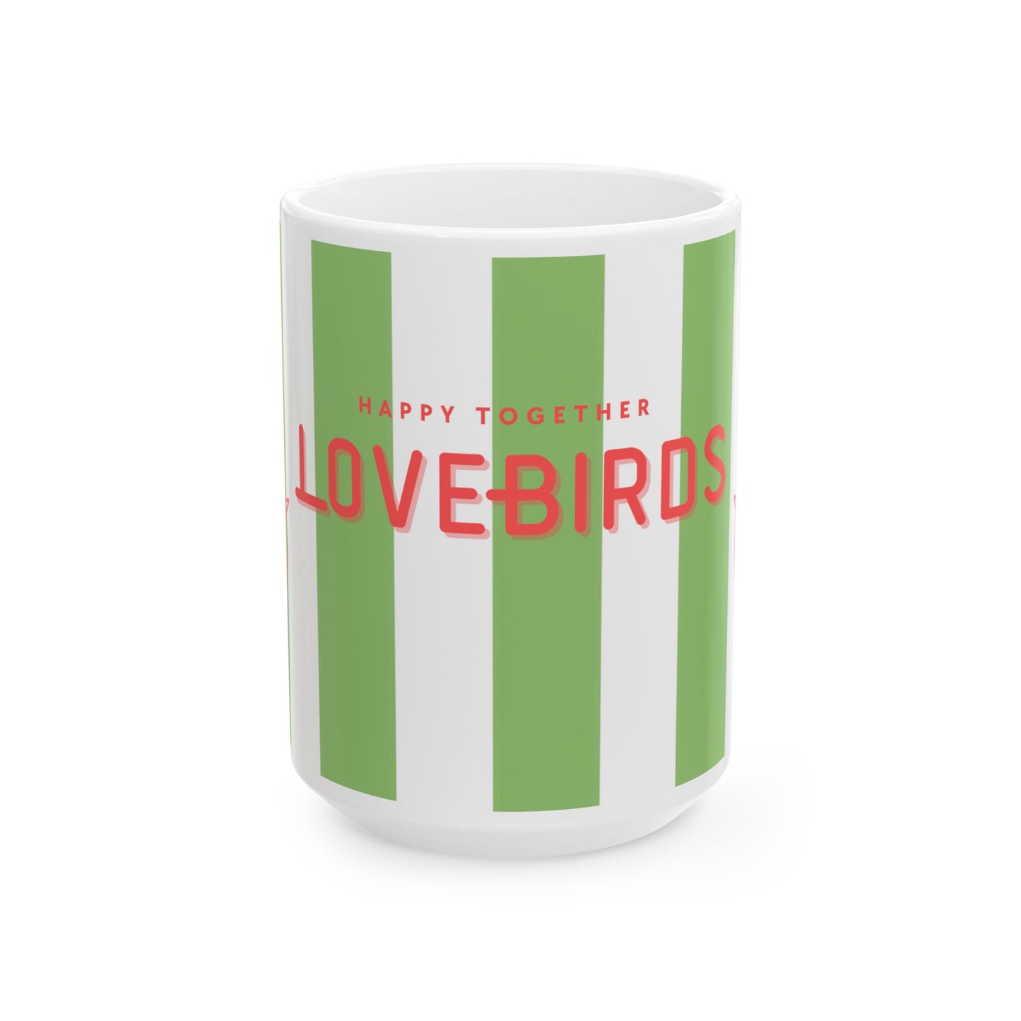 Lovebirds Couple Mug - Green Stripes