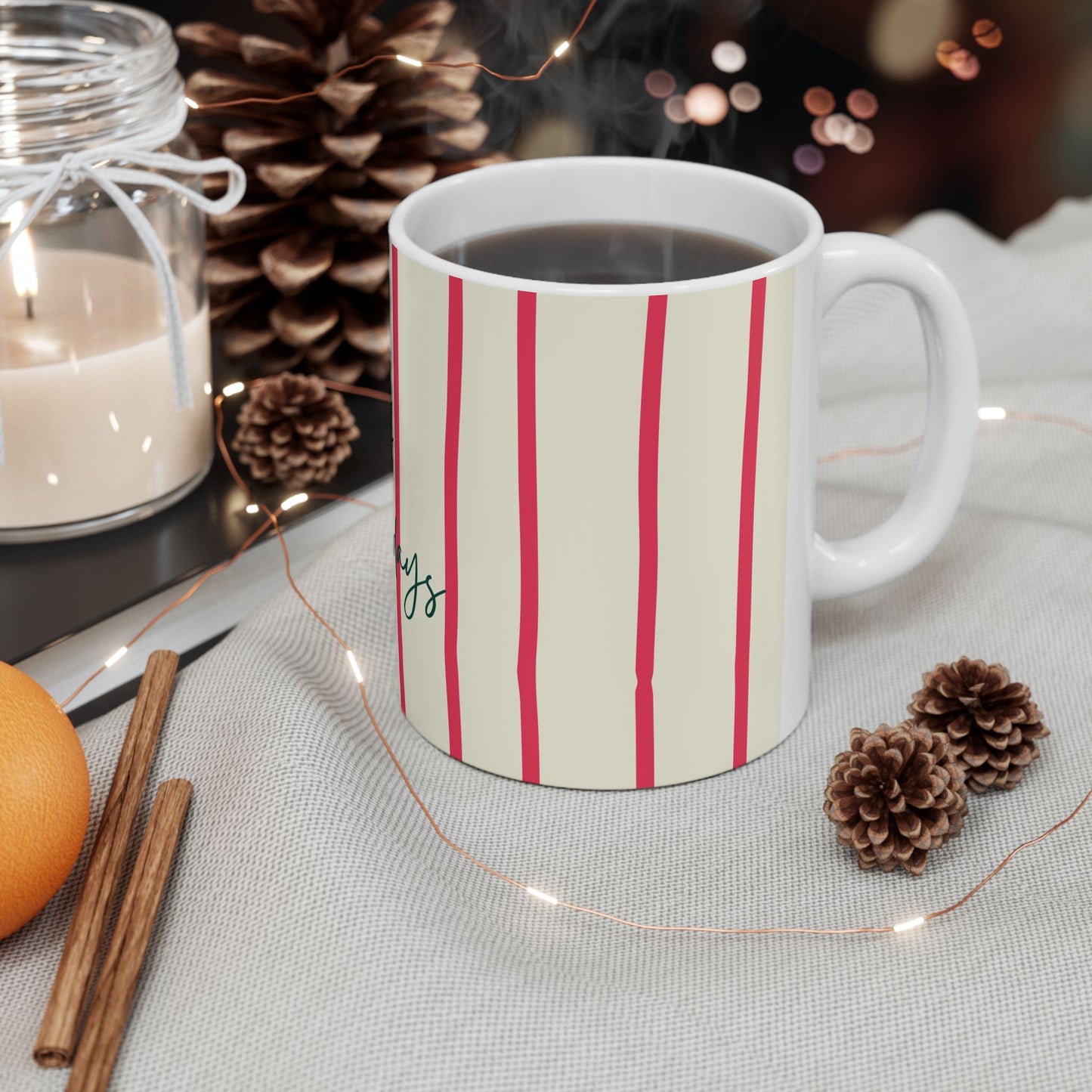 Happy Holidays Whimiscal Mug, Festive Hanukkah