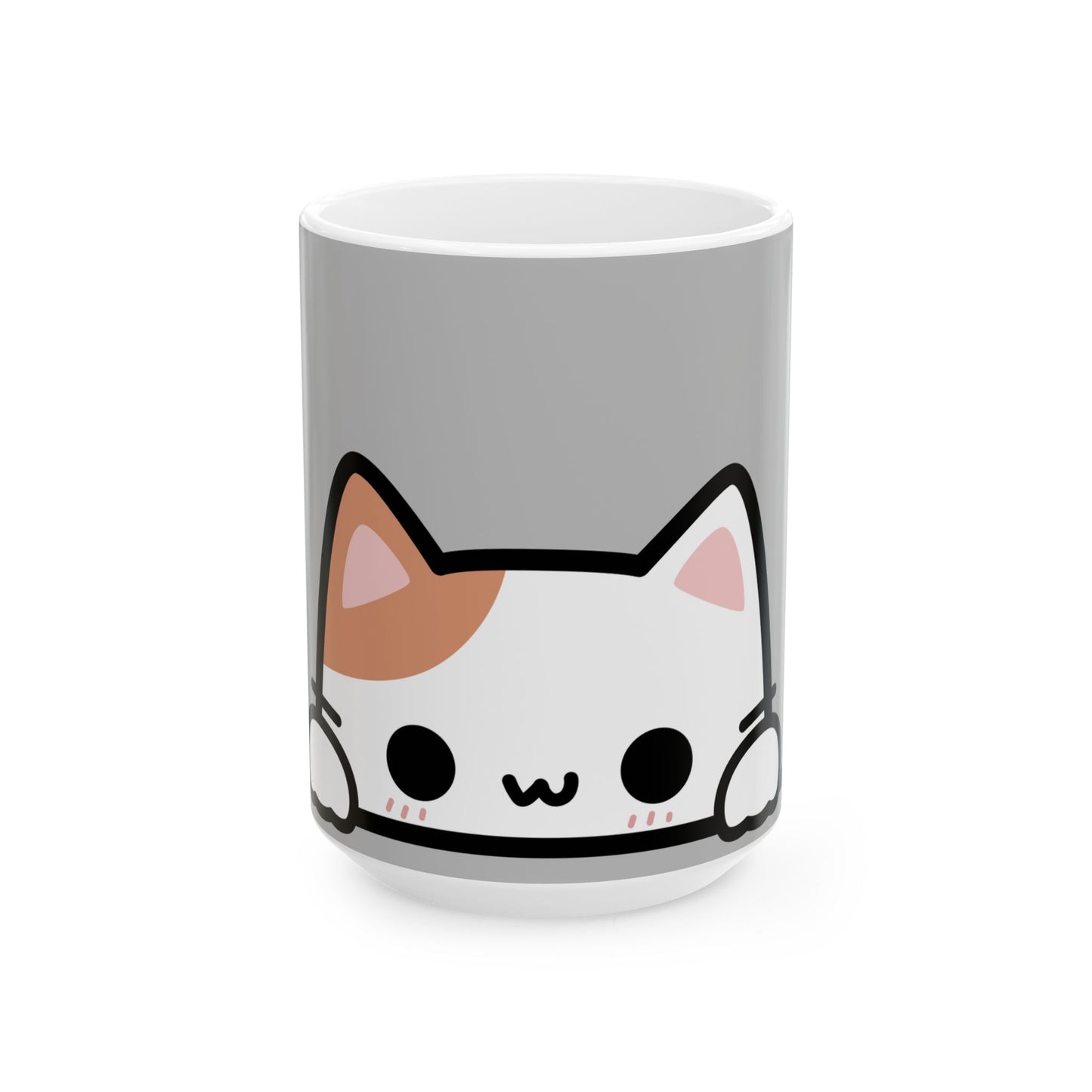 Mug with a cat face design on a white background