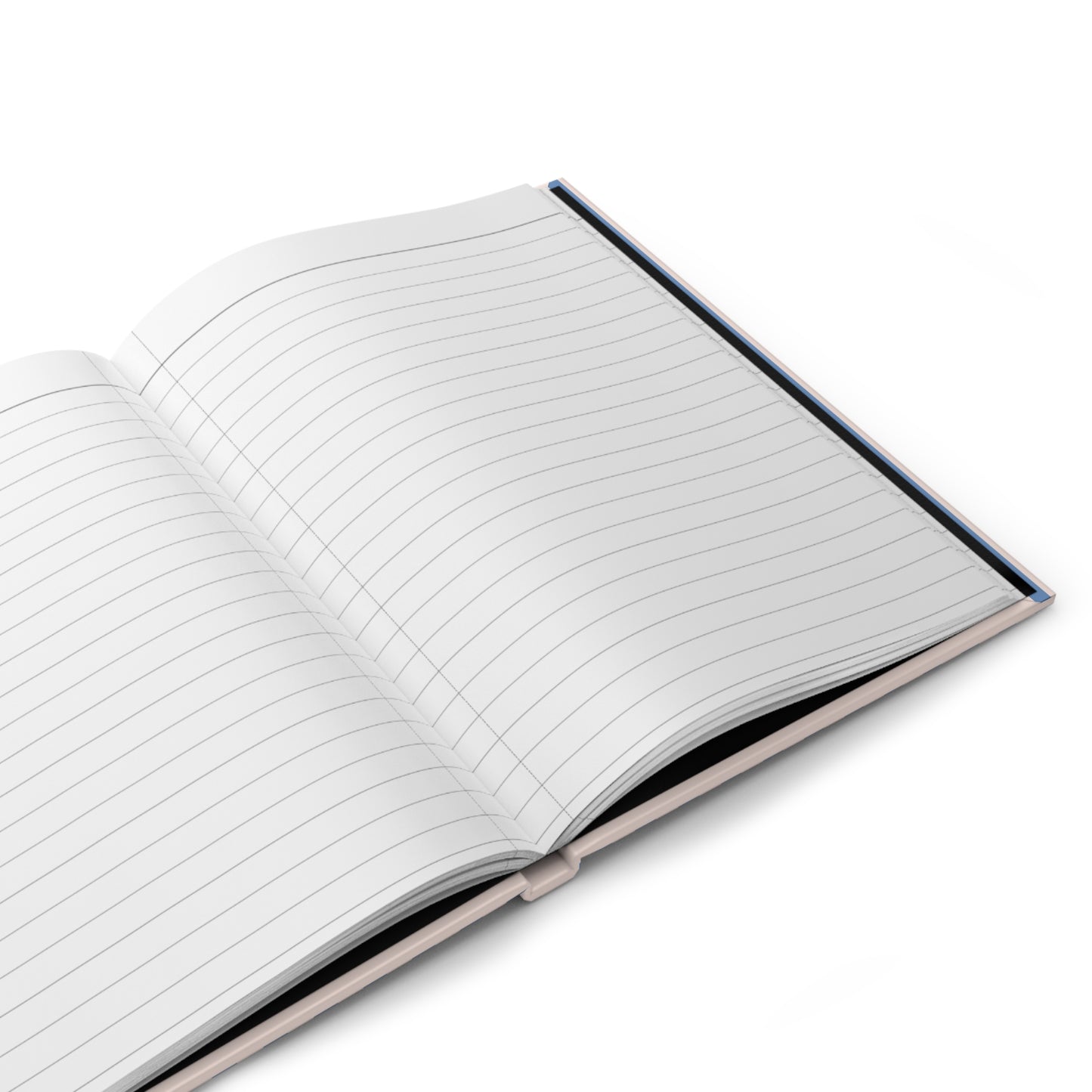 Open notebook with lined pages on a white background