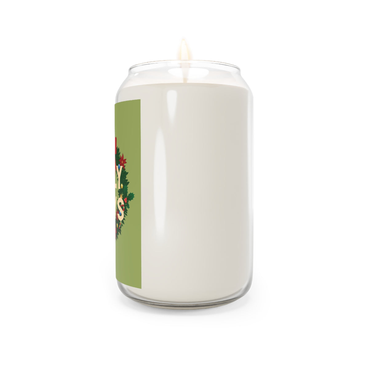 Holy Days Scented Soy Candle, Olive Green —  Holiday Wreath Fragrance