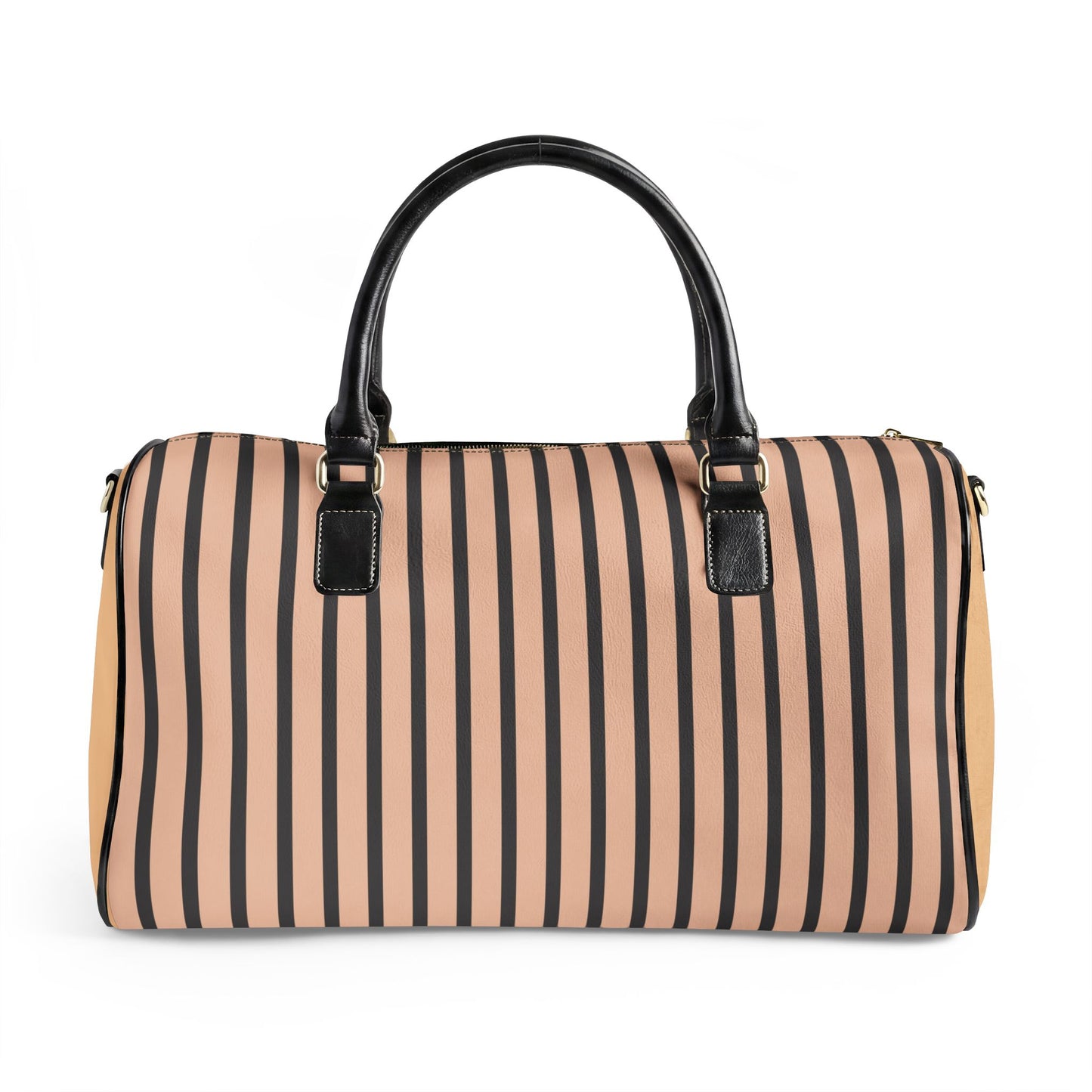Chic Travel Bag — Black Striped 'OUI OUI' Leather Weekender