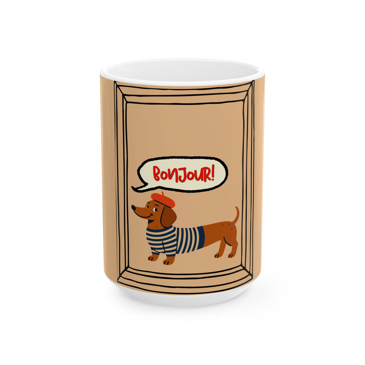 Bonjour Dachshund Ceramic Mug