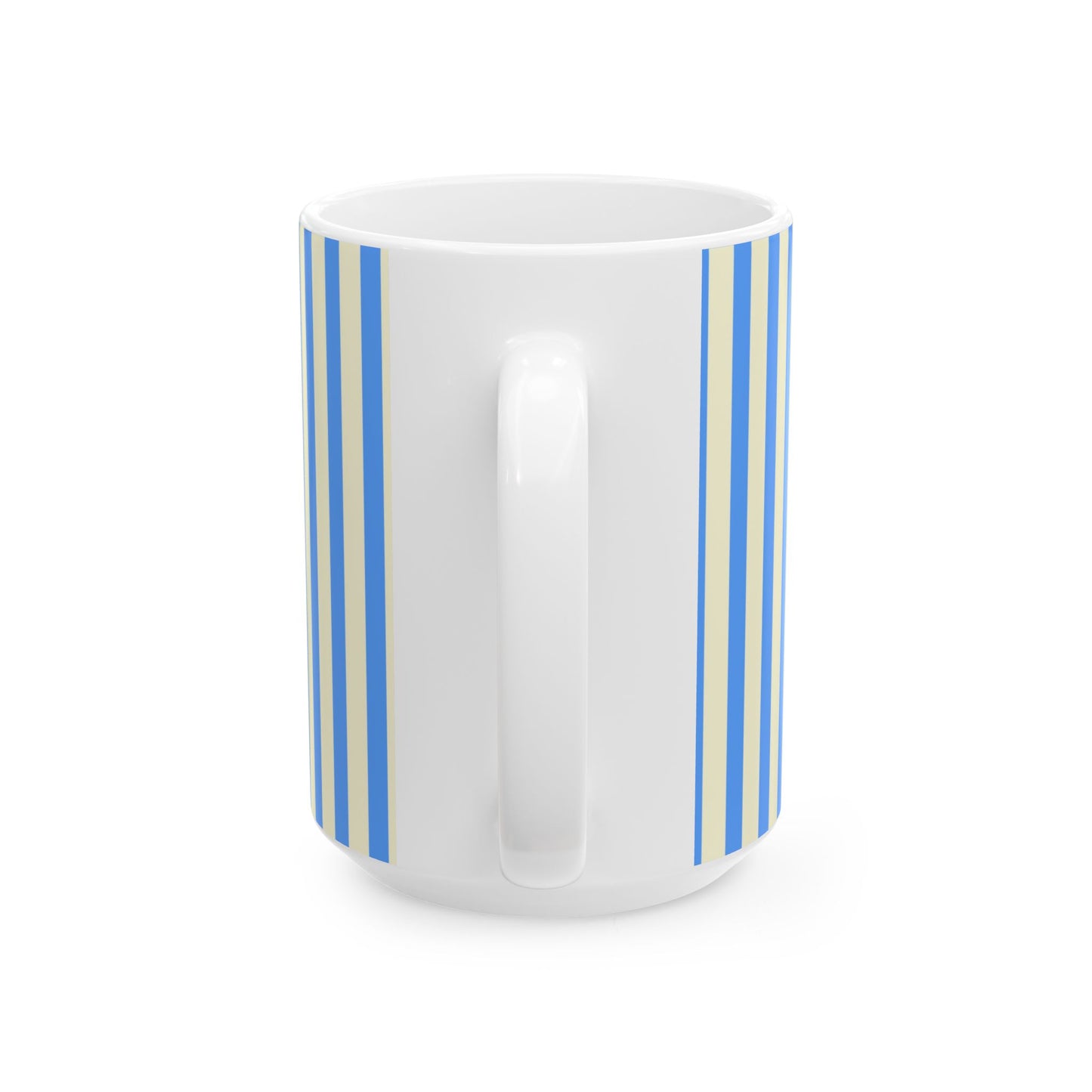 Smiley Face BLUE Stripe Ceramic Mug – "Have a Good Day" Coffee Cup