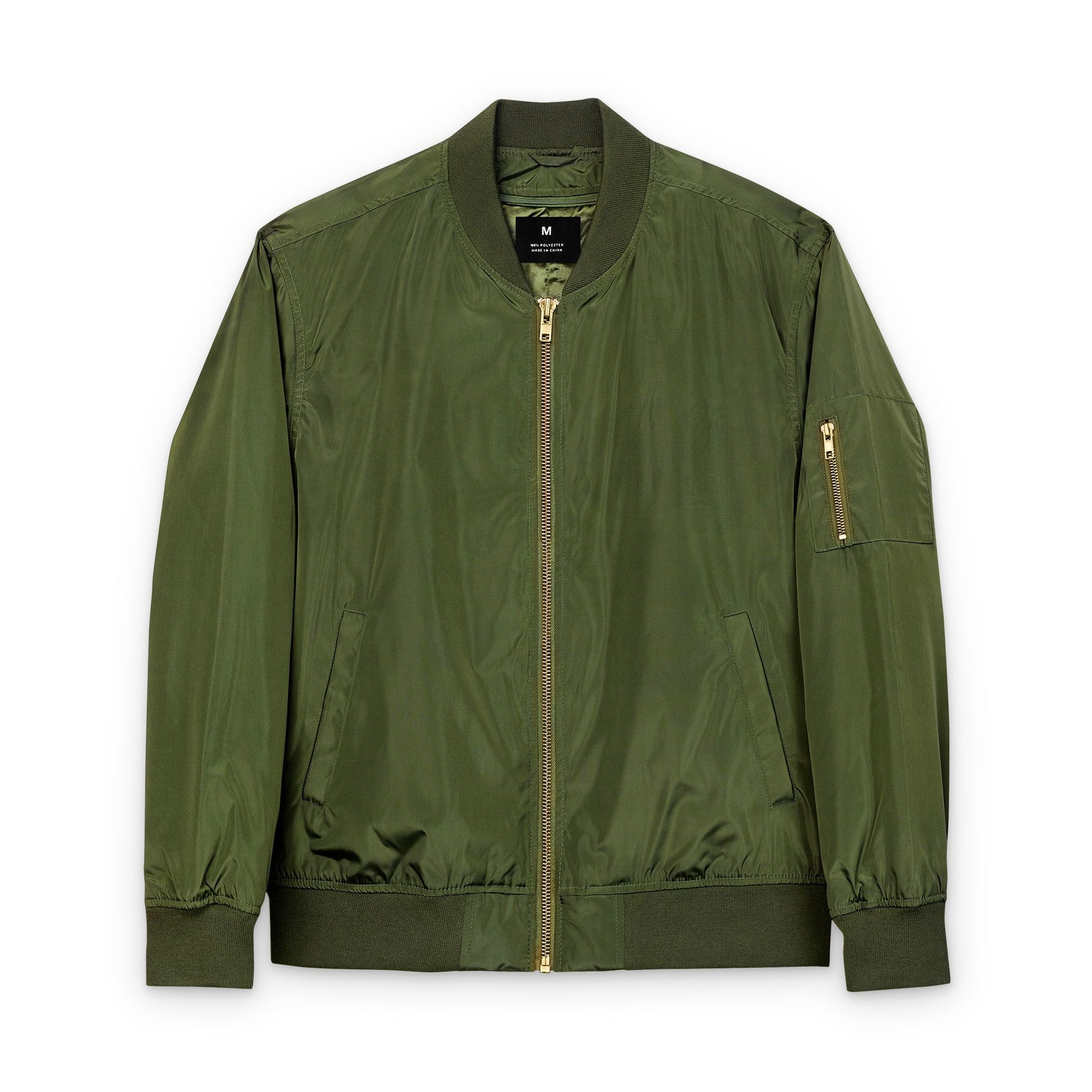 Green bomber jacket on a white background