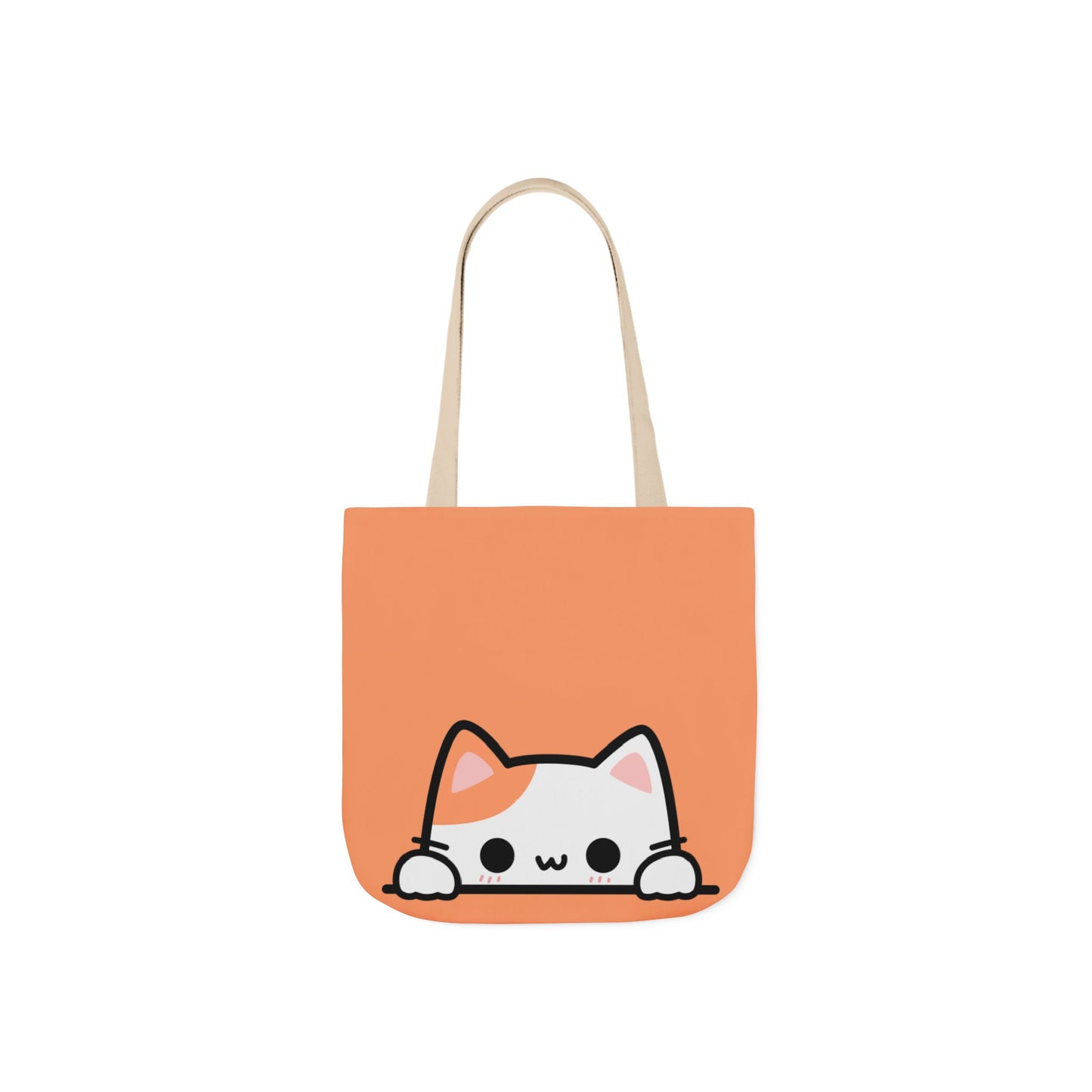 Kawaii Cat Canvas Tote — PEACH
