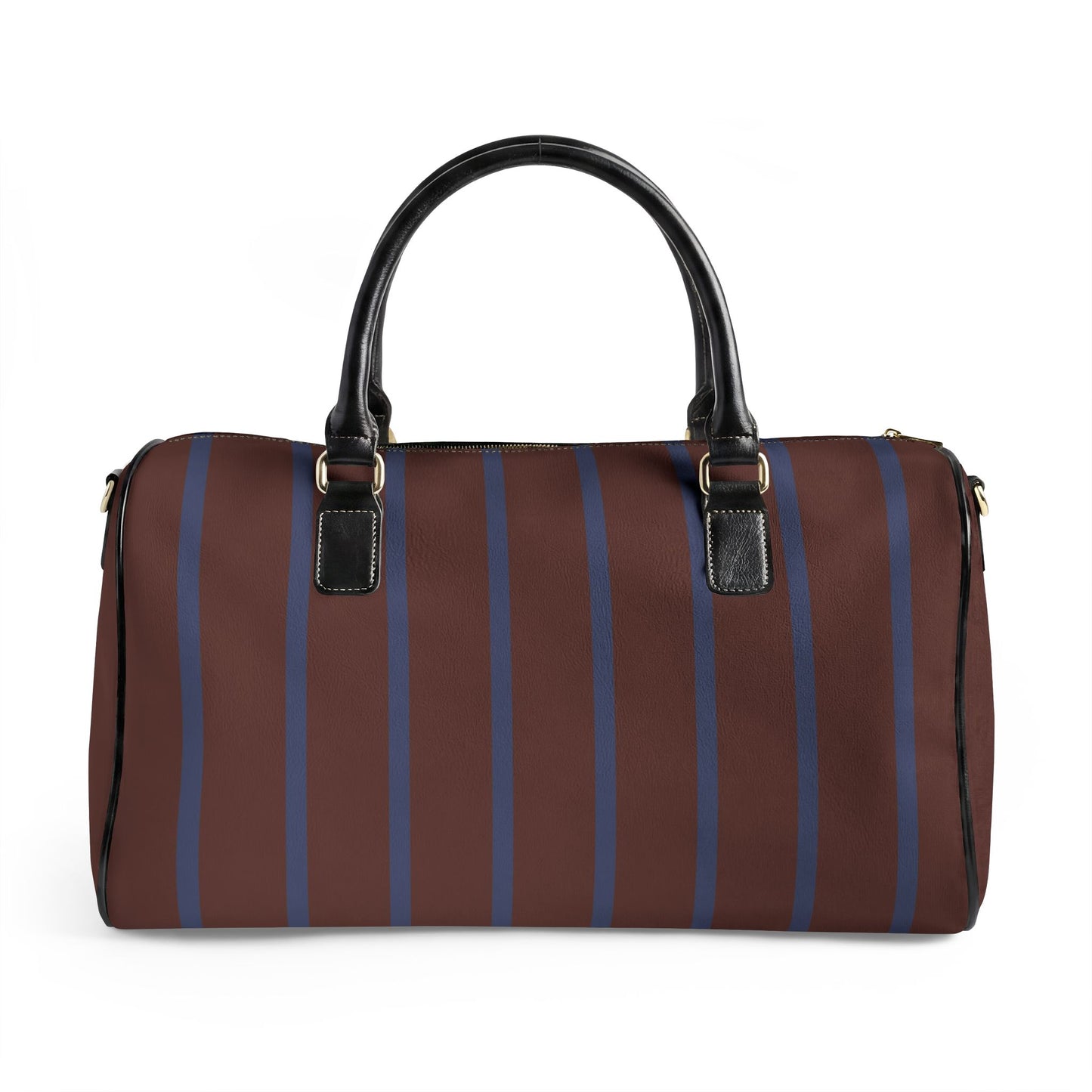 Chic Leather Travel Bag — 'Très Bon' Dark Brown Striped Weekender