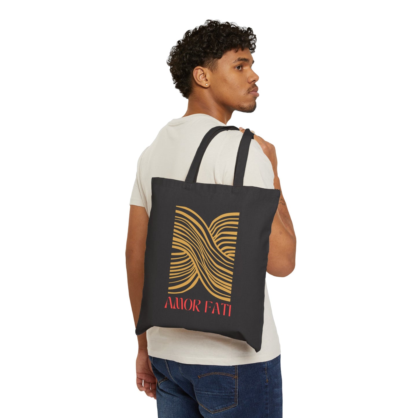 Love Your Fate Cotton Canvas Tote Bag - Black and Natural Colors