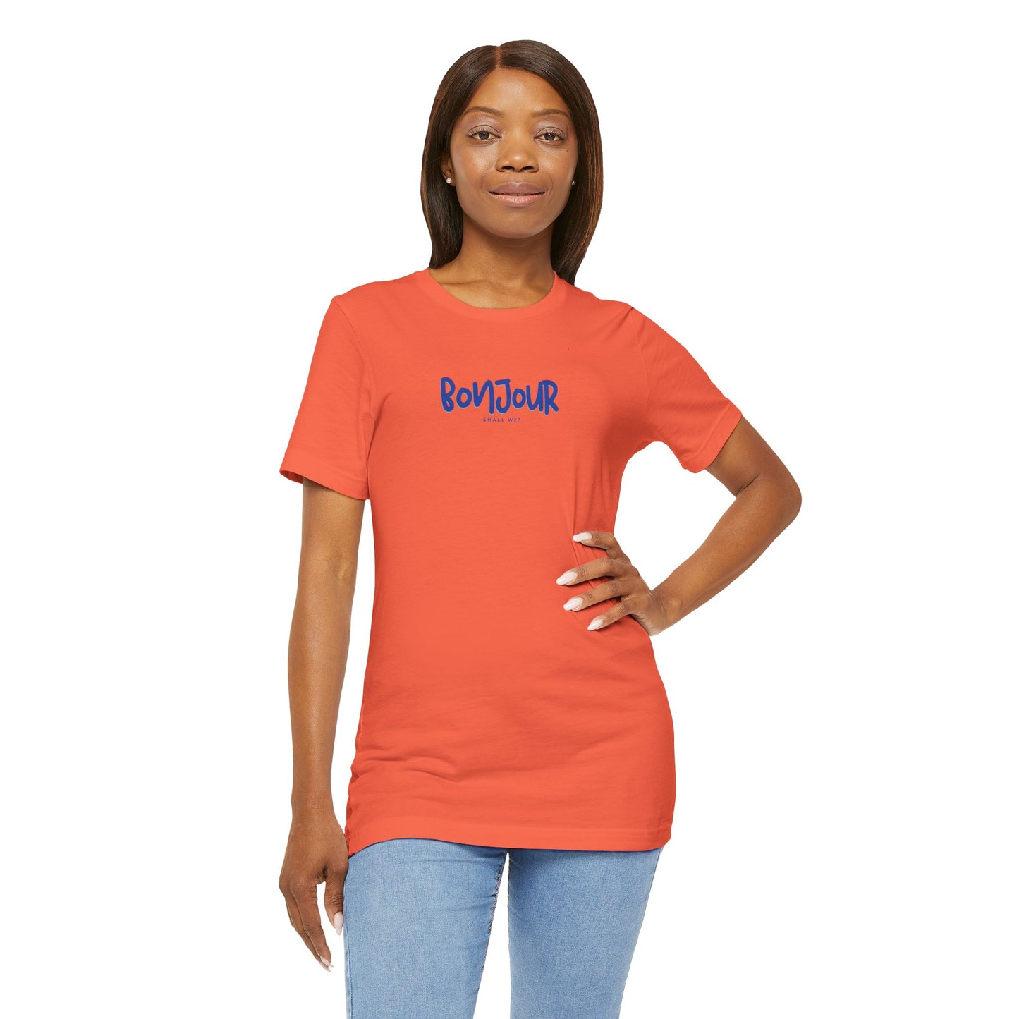 Bonjour Playful Hello Unisex Tee, French Preppy