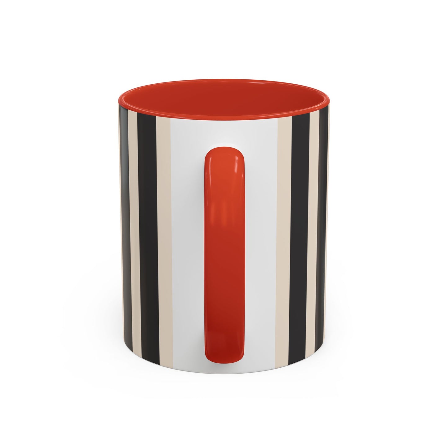 Ciao Accent Coffee Mug, BLACK | Black/White Striped Ceramic Cup