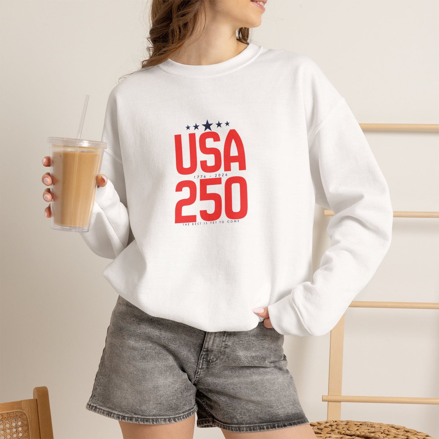 USA 250 Crewneck Sweatshirt — Patriotic 250th Anniversary Pullover
