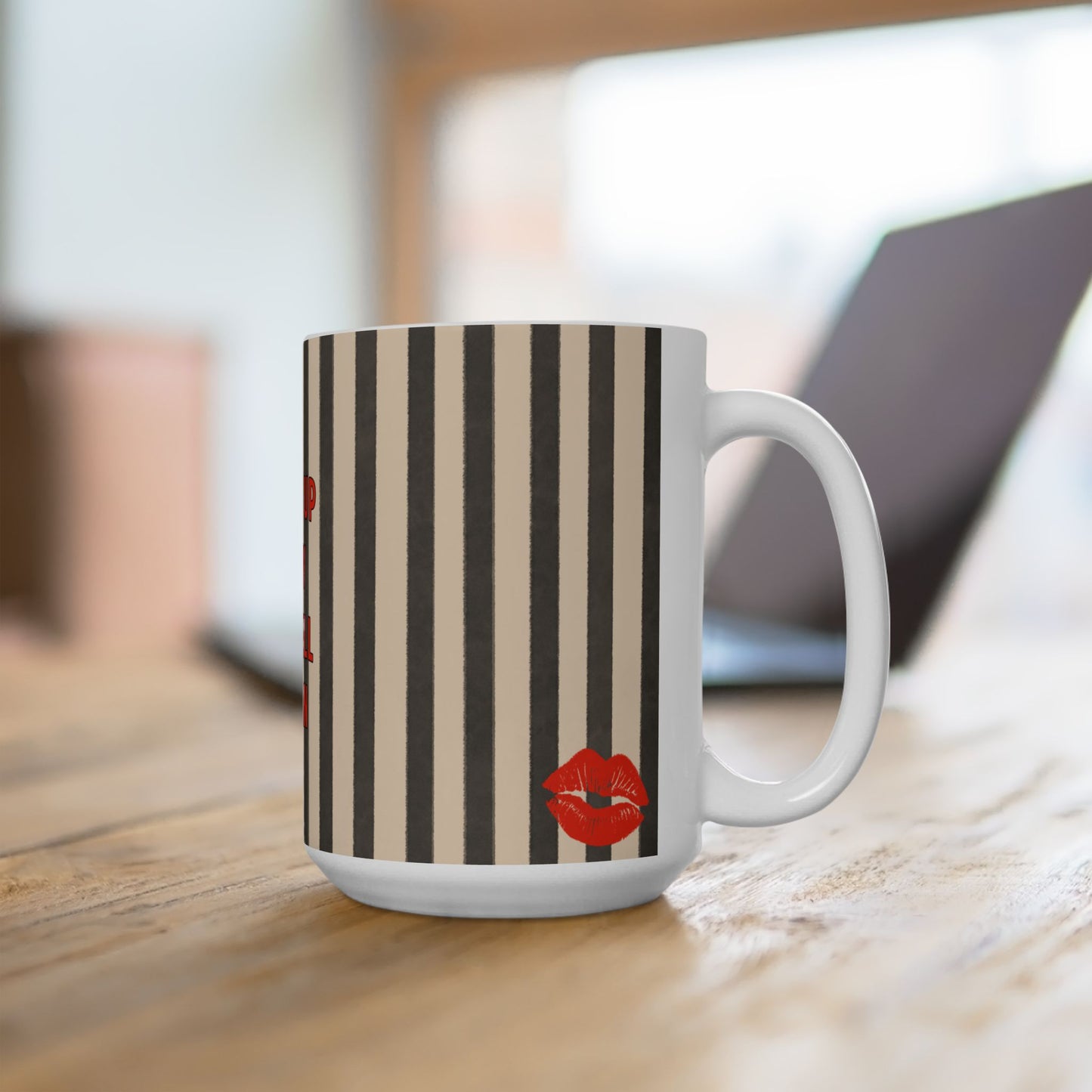 Woke Up Sexy As Hell Grey Stripped Mug