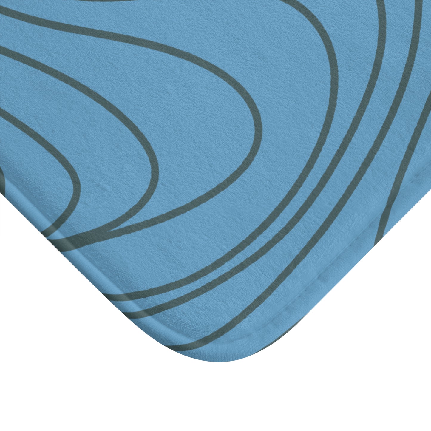 Abstract Wave Bath Mat – Azure Blue  | Contemporary Bath Decor