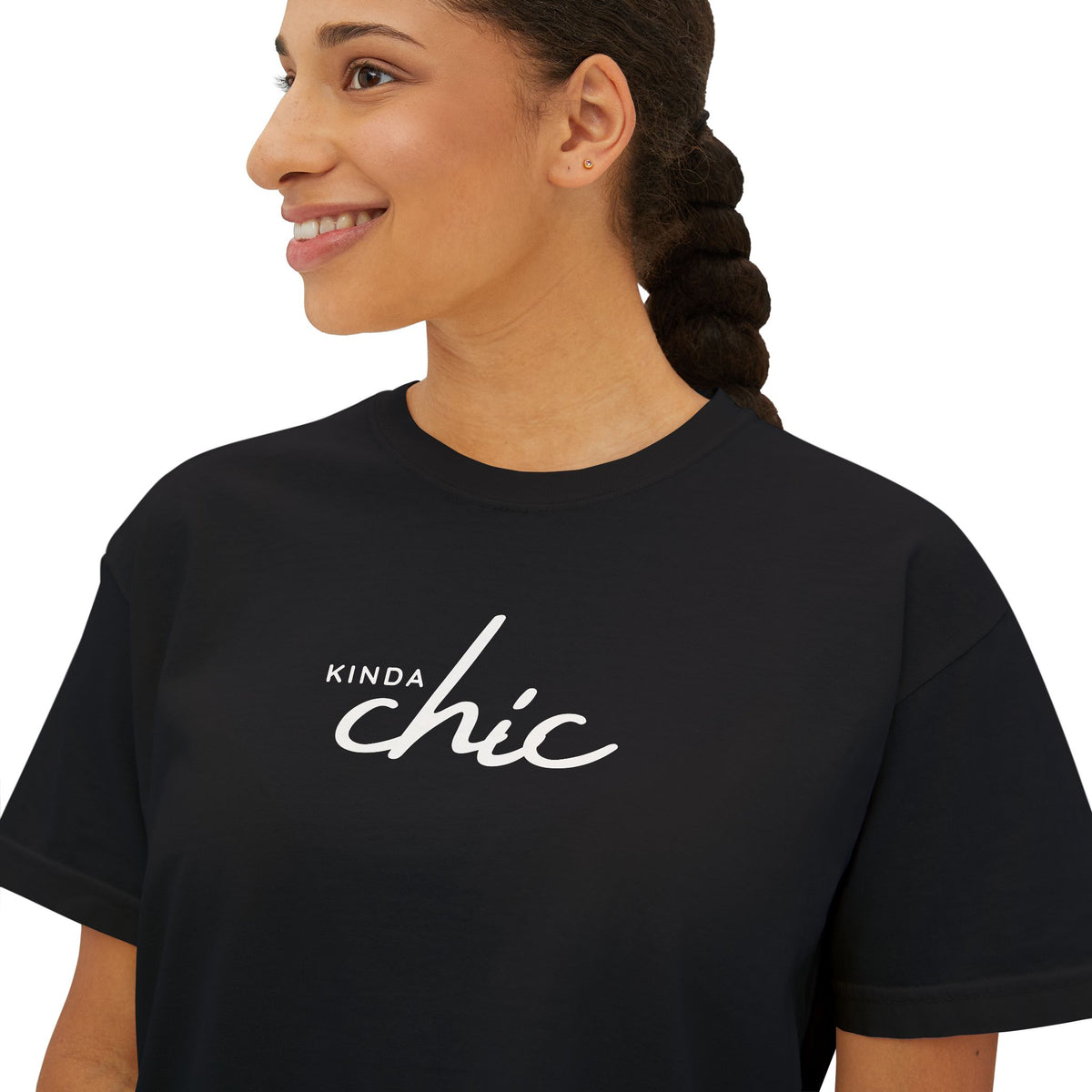 Kinda CHIC Graphic Boxy Tee — Stylish Women's T-Shirt