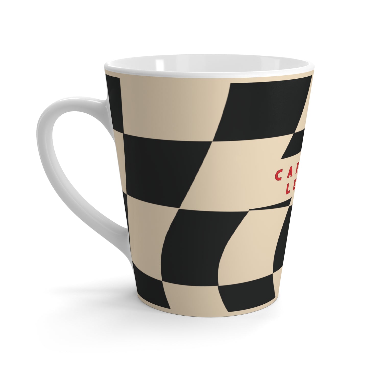 Cafe con Leche Latte Cup - Wavy Checker Board Mug